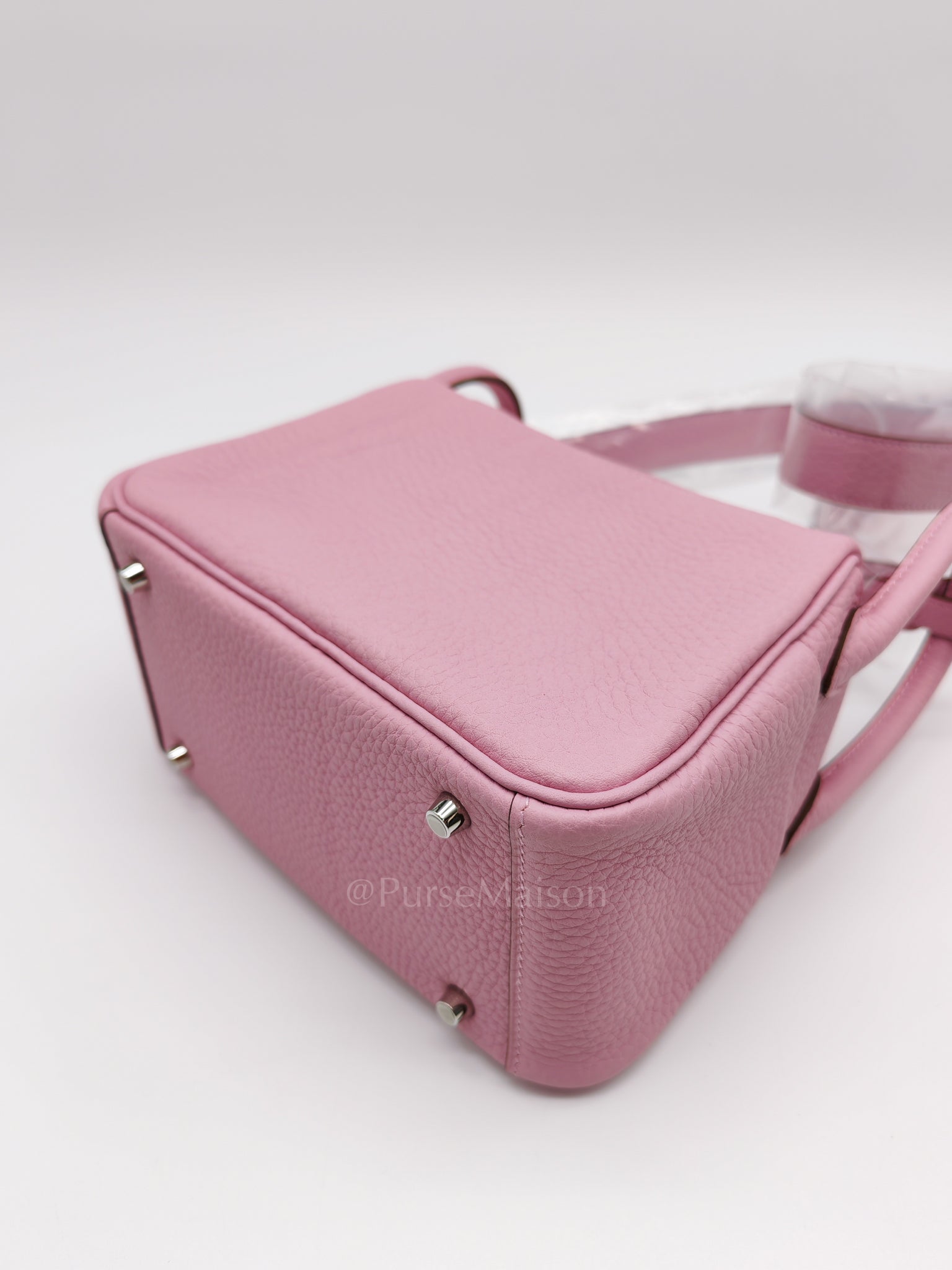 Mini Lindy in Mauve Sylvestre Clemence Leather and Palladium Hardware Stamp U (2022) | Purse Maison Luxury Bags Shop