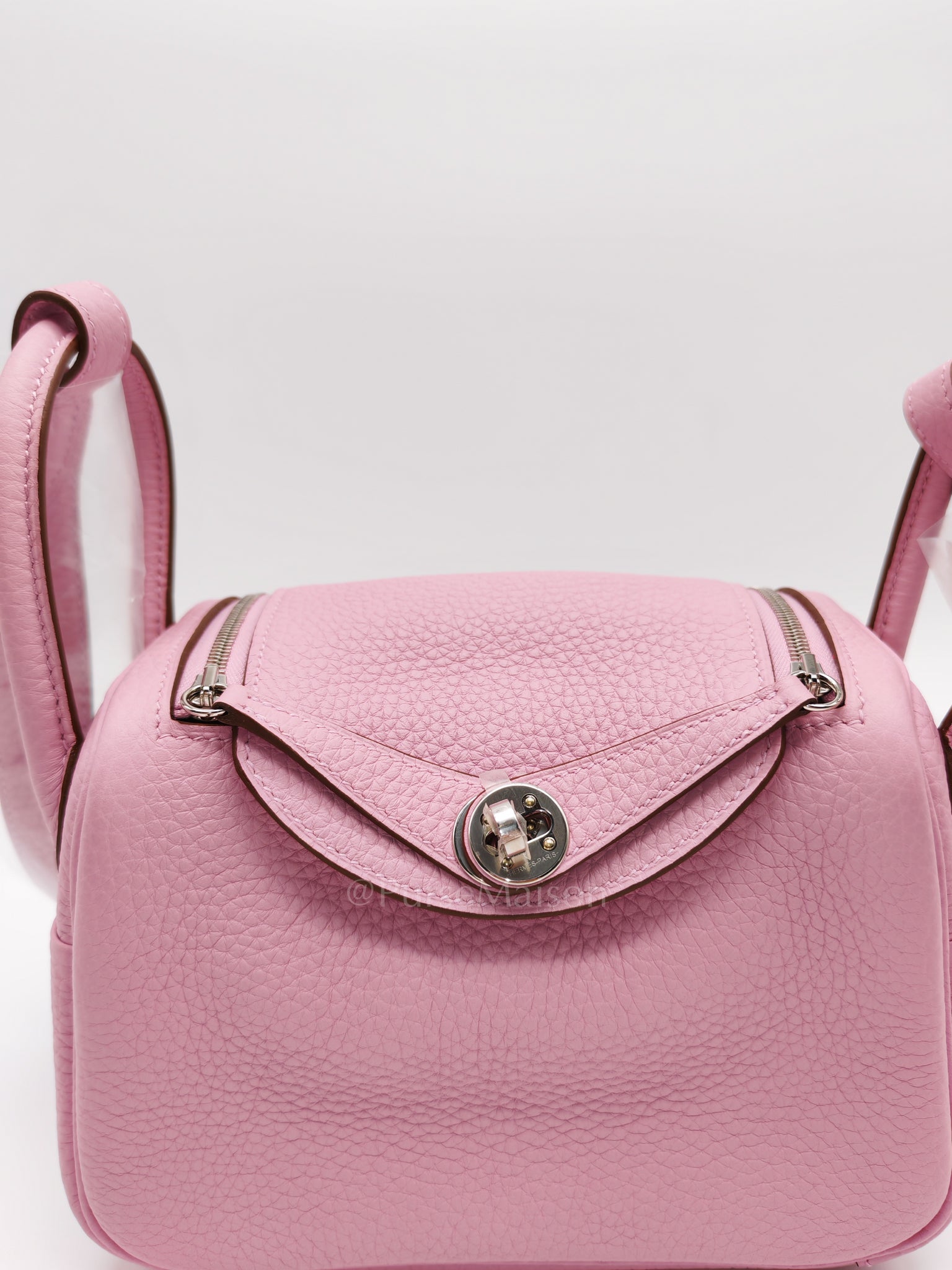 Mini Lindy in Mauve Sylvestre Clemence Leather and Palladium Hardware Stamp U (2022) | Purse Maison Luxury Bags Shop