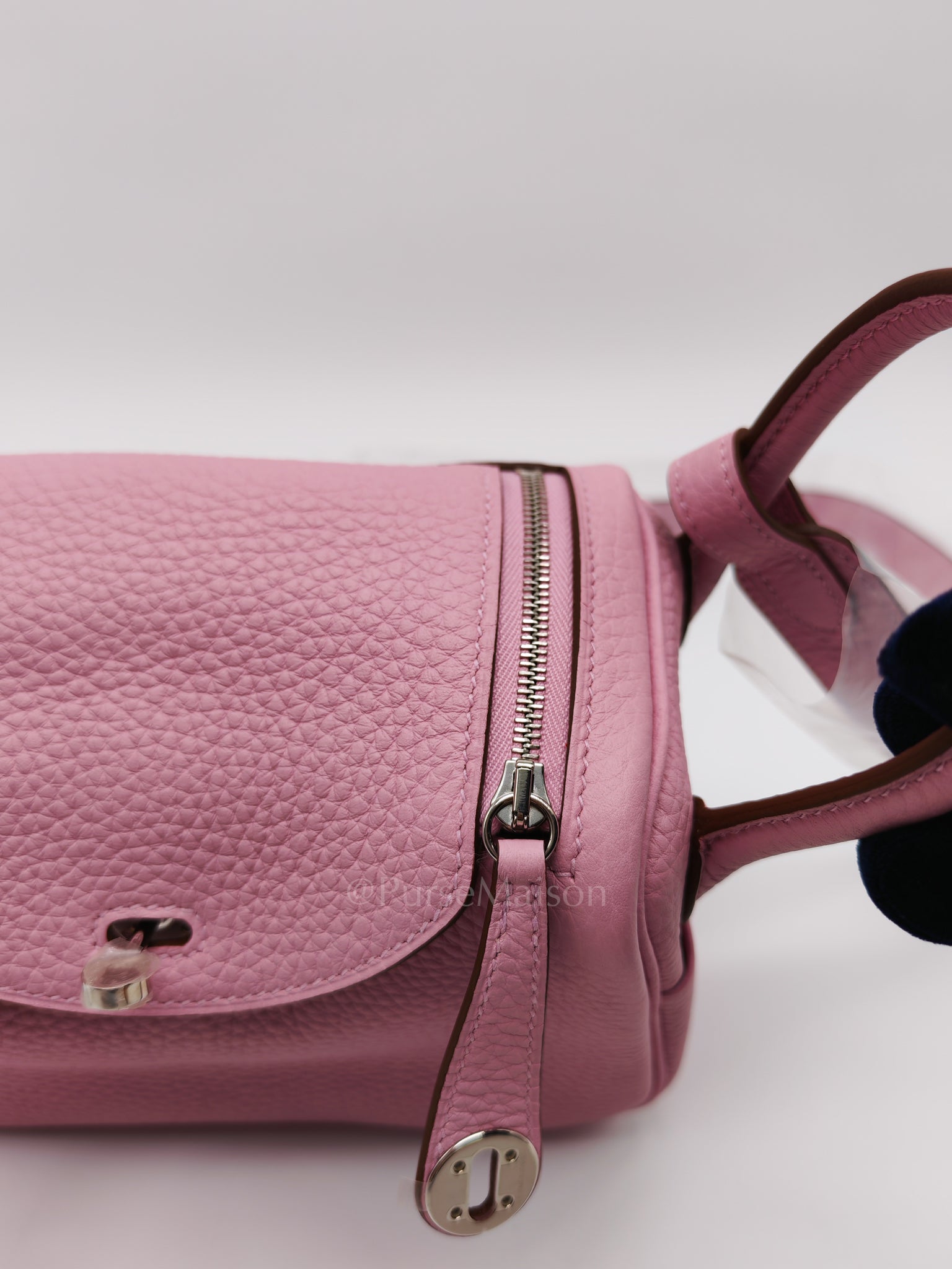 Mini Lindy in Mauve Sylvestre Clemence Leather and Palladium Hardware Stamp U (2022) | Purse Maison Luxury Bags Shop