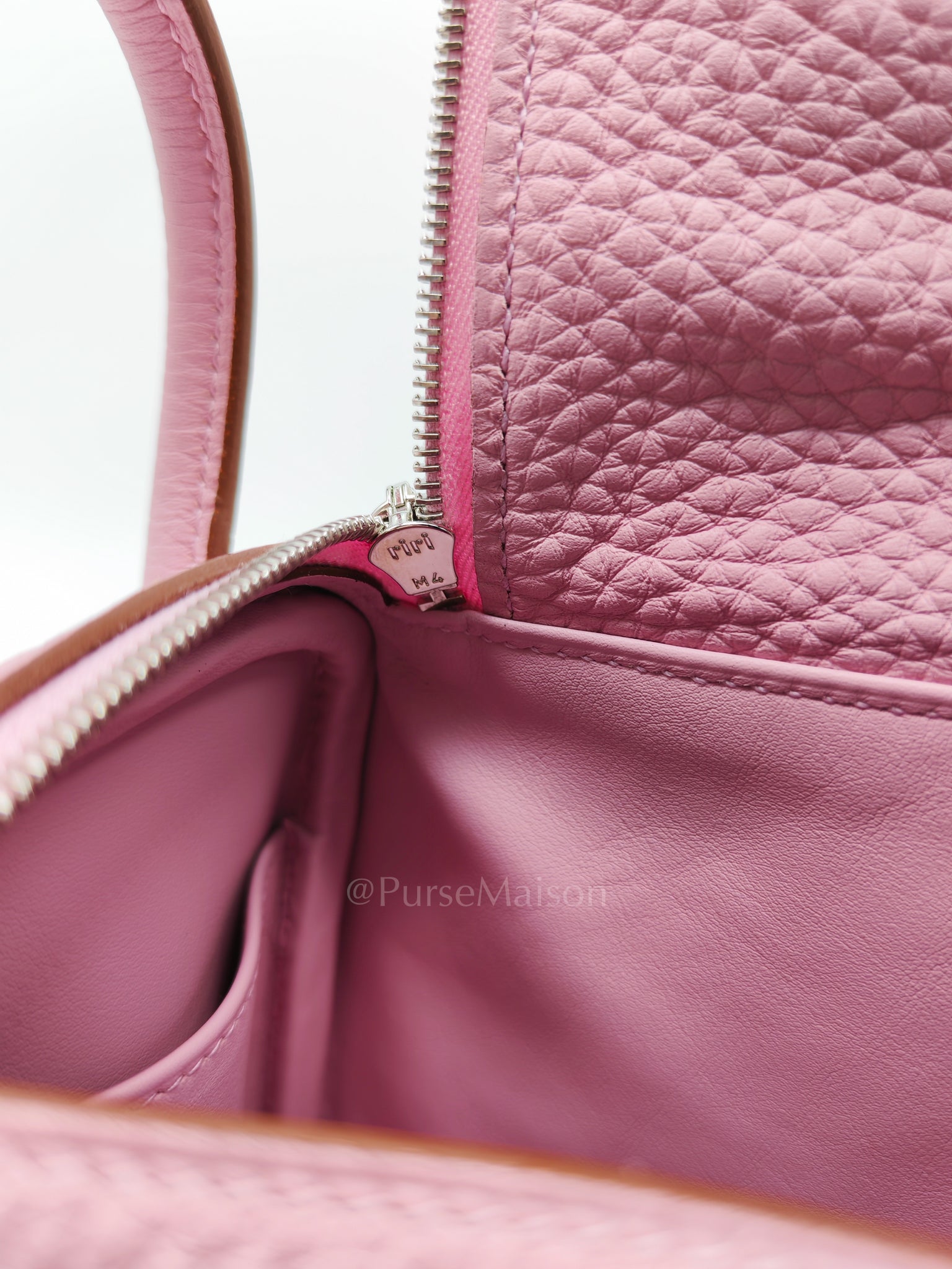 Mini Lindy in Mauve Sylvestre Clemence Leather and Palladium Hardware Stamp U (2022) | Purse Maison Luxury Bags Shop