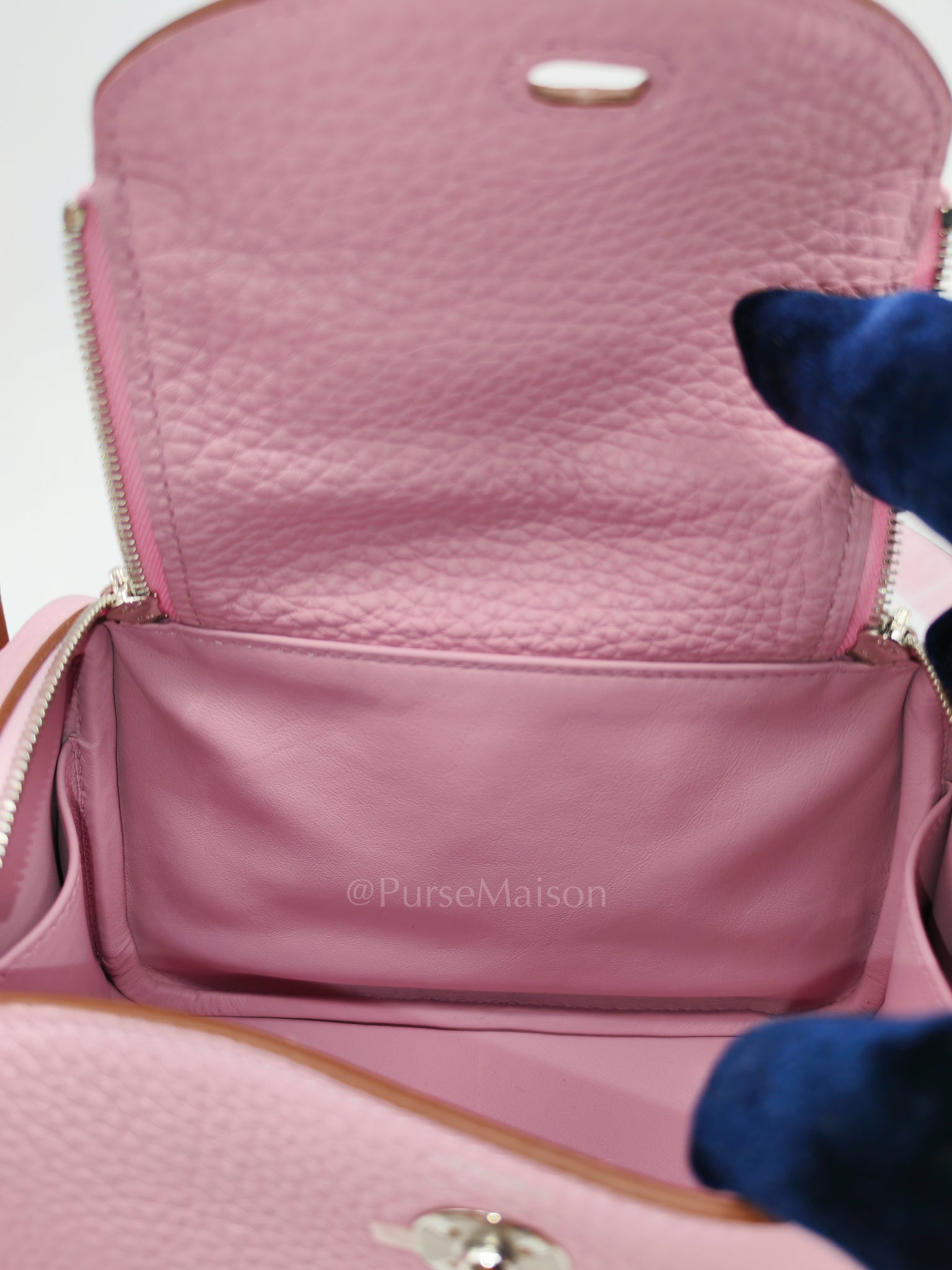 Mini Lindy in Mauve Sylvestre Clemence Leather and Palladium Hardware Stamp U (2022) | Purse Maison Luxury Bags Shop