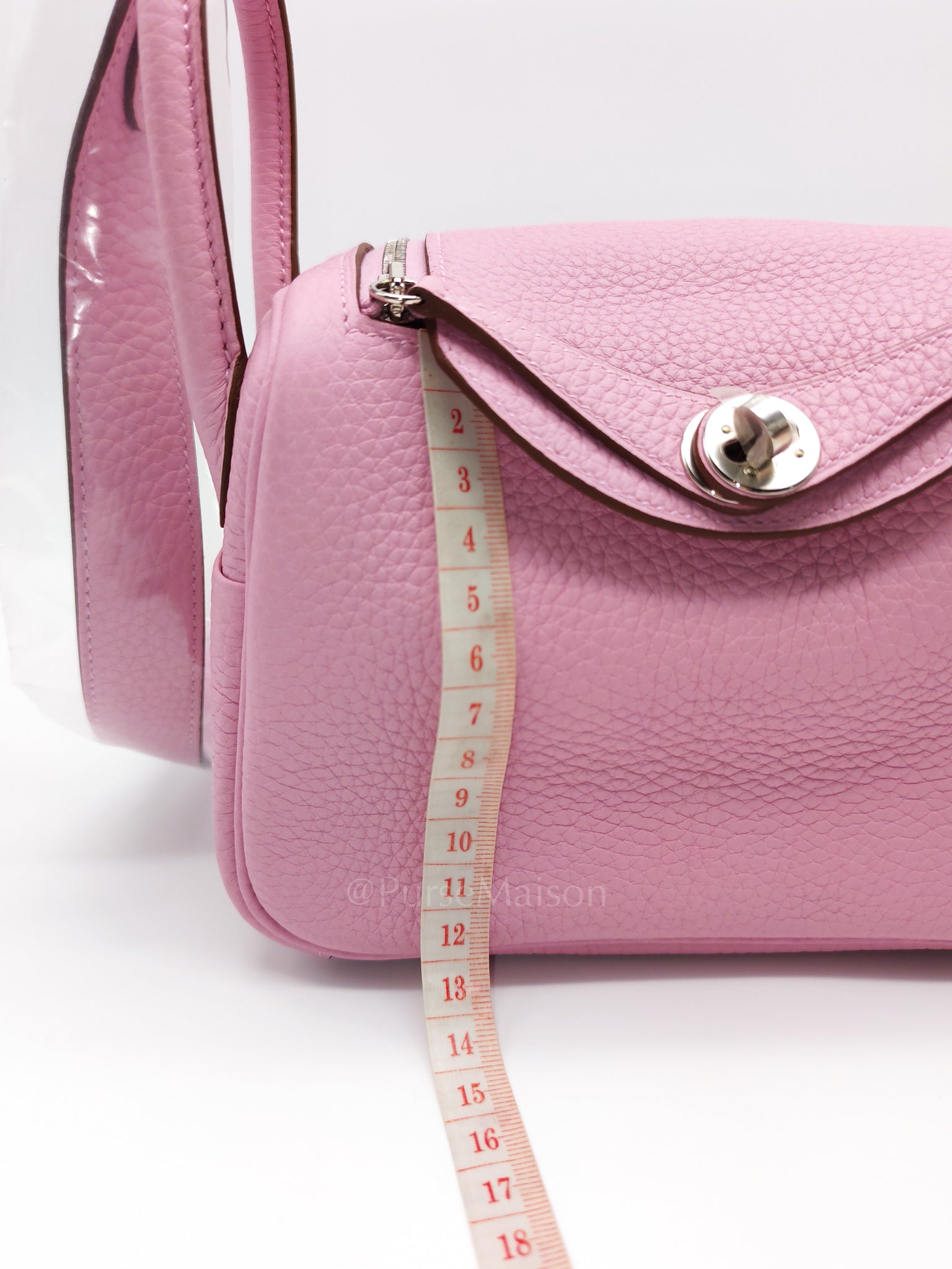 Mini Lindy in Mauve Sylvestre Clemence Leather and Palladium Hardware Stamp U (2022) | Purse Maison Luxury Bags Shop
