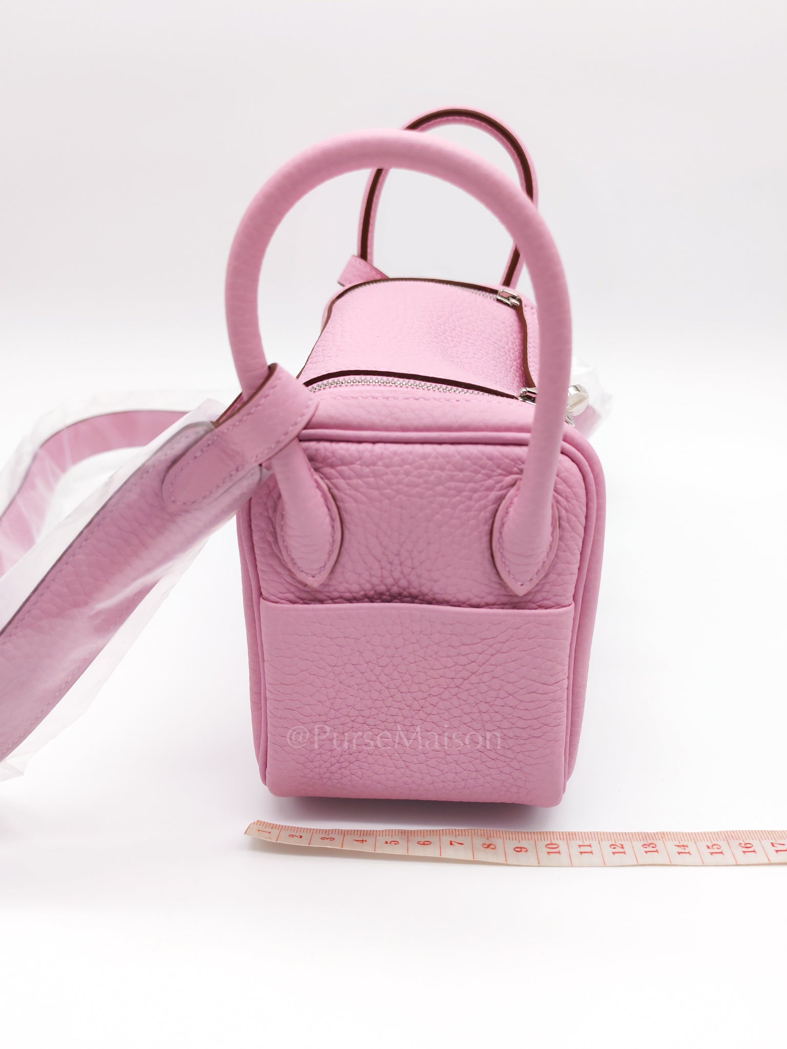 Mini Lindy in Mauve Sylvestre Clemence Leather and Palladium Hardware Stamp U (2022) | Purse Maison Luxury Bags Shop