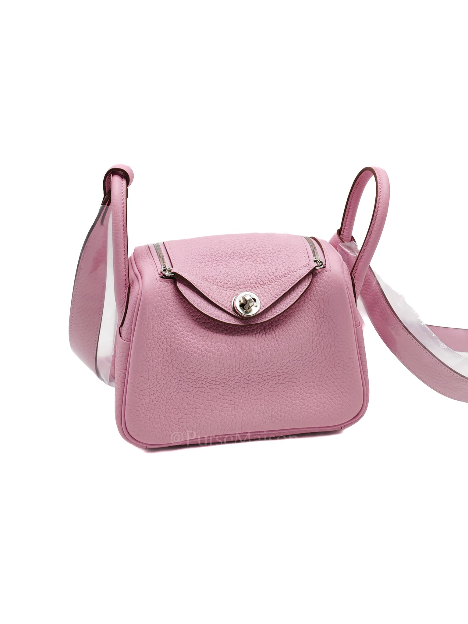 Mini Lindy in Mauve Sylvestre Clemence Leather and Palladium Hardware Stamp U (2022) | Purse Maison Luxury Bags Shop