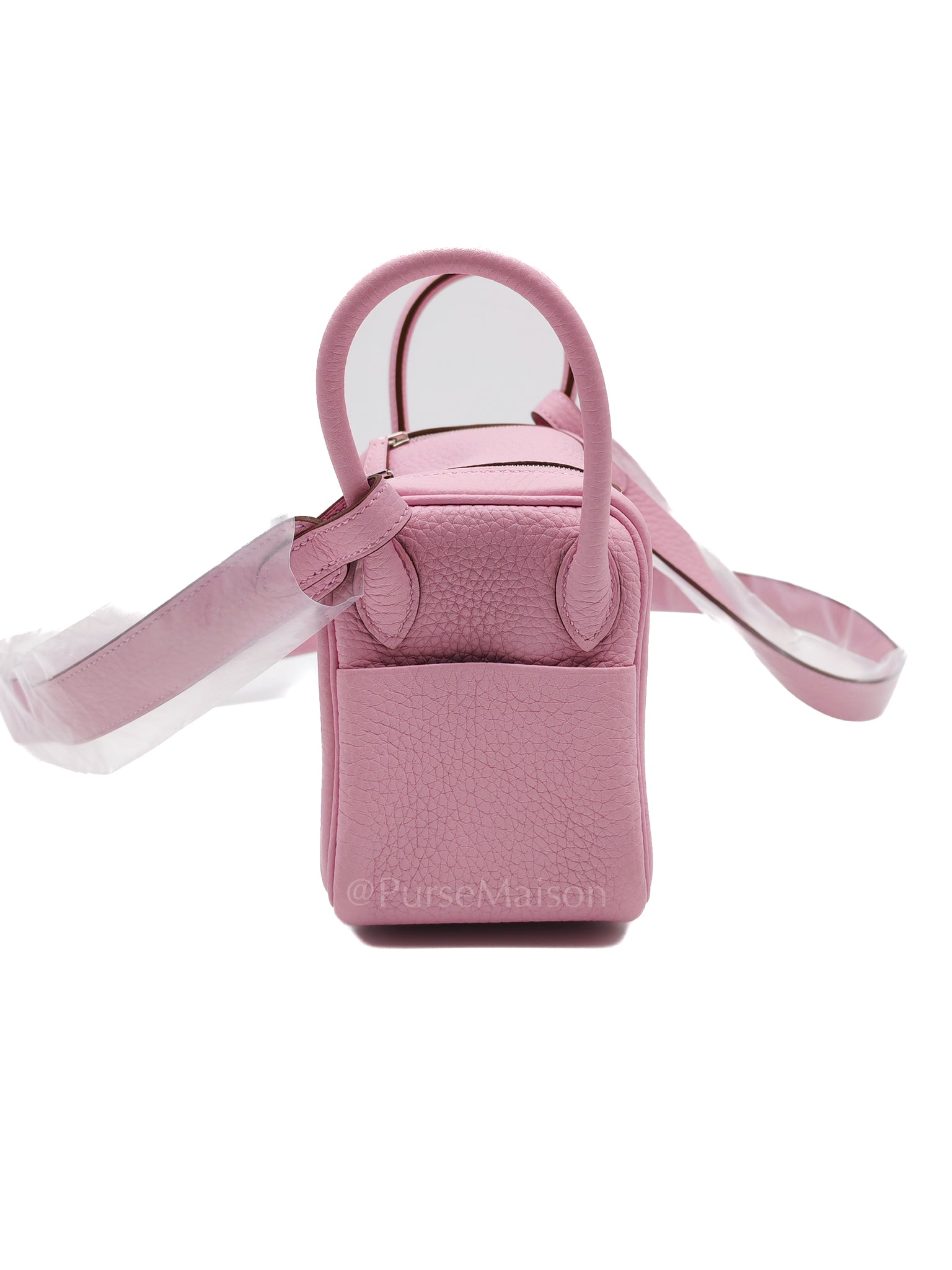 Mini Lindy in Mauve Sylvestre Clemence Leather and Palladium Hardware Stamp U (2022) | Purse Maison Luxury Bags Shop