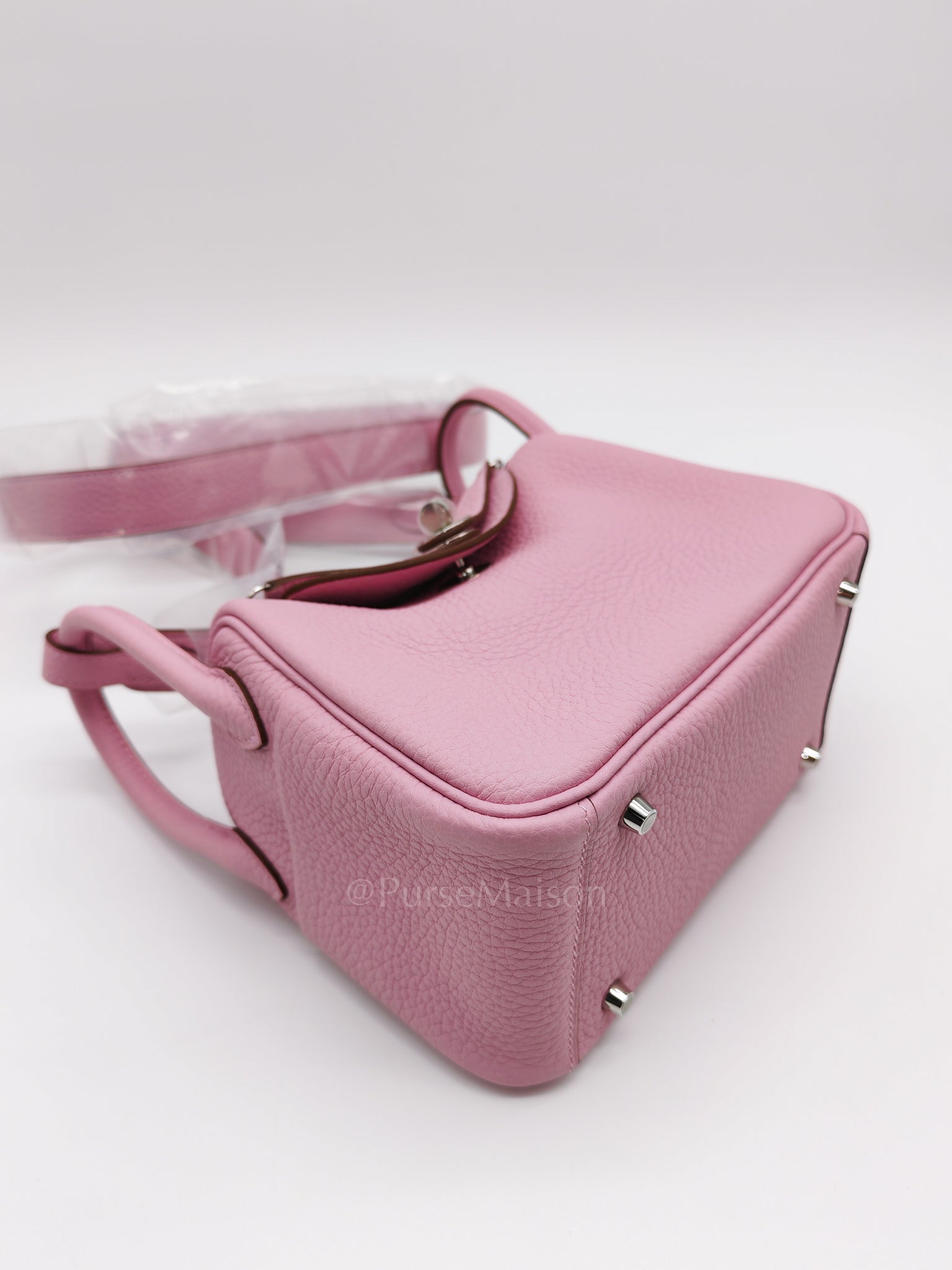 Mini Lindy in Mauve Sylvestre Clemence Leather and Palladium Hardware Stamp U (2022) | Purse Maison Luxury Bags Shop