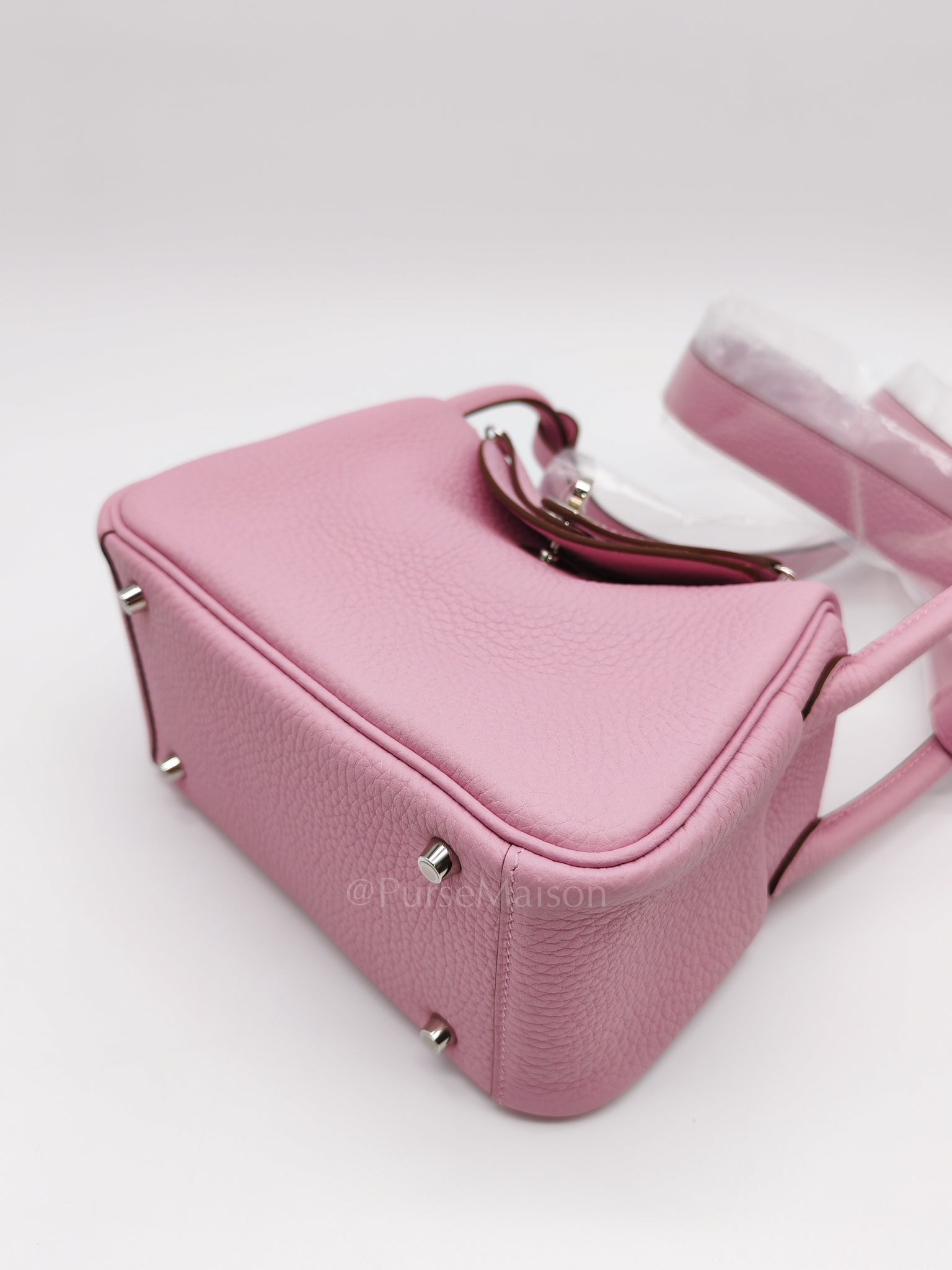 Mini Lindy in Mauve Sylvestre Clemence Leather and Palladium Hardware Stamp U (2022) | Purse Maison Luxury Bags Shop