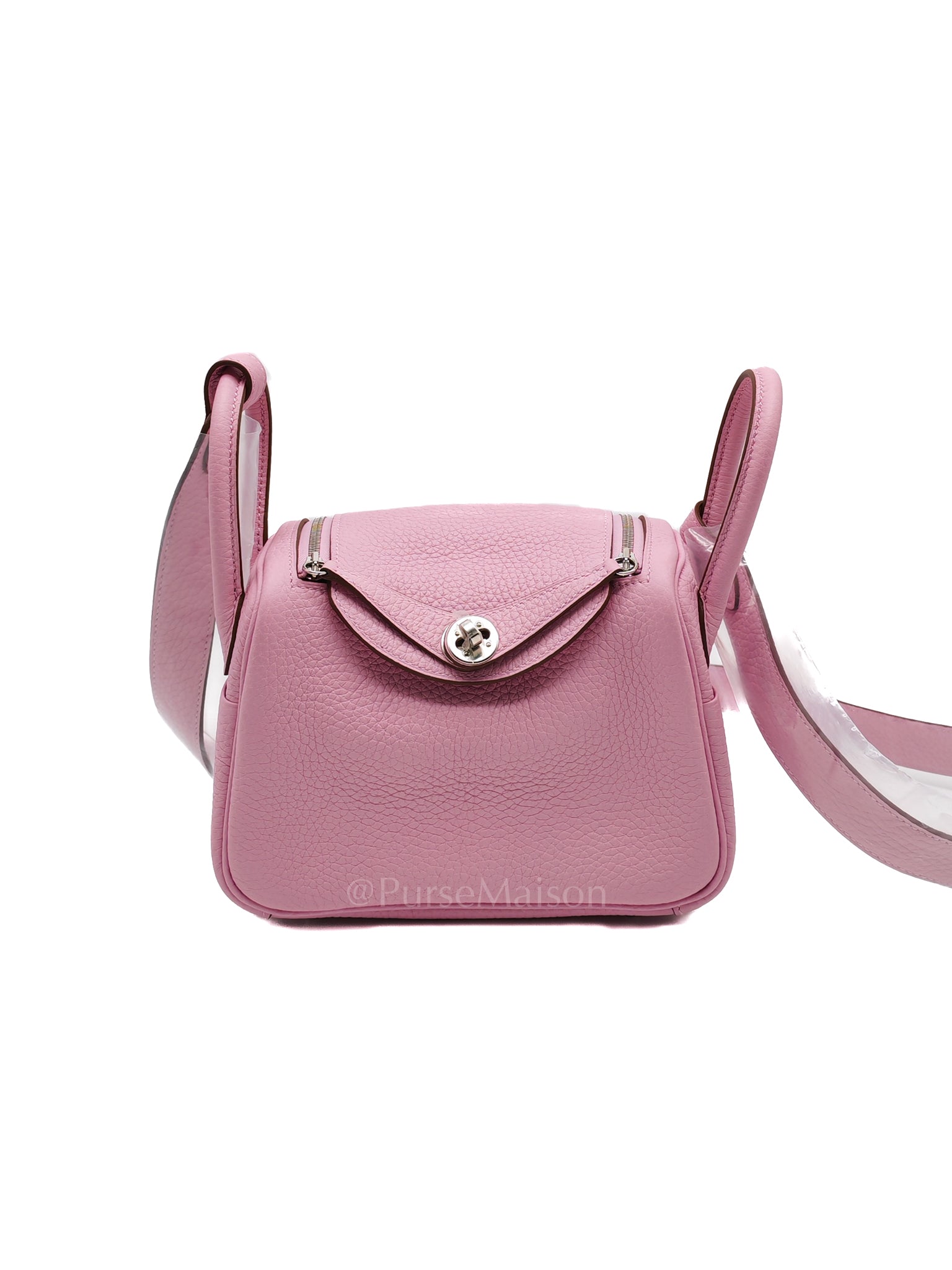 Mini Lindy in Mauve Sylvestre Clemence Leather and Palladium Hardware Stamp U (2022) | Purse Maison Luxury Bags Shop