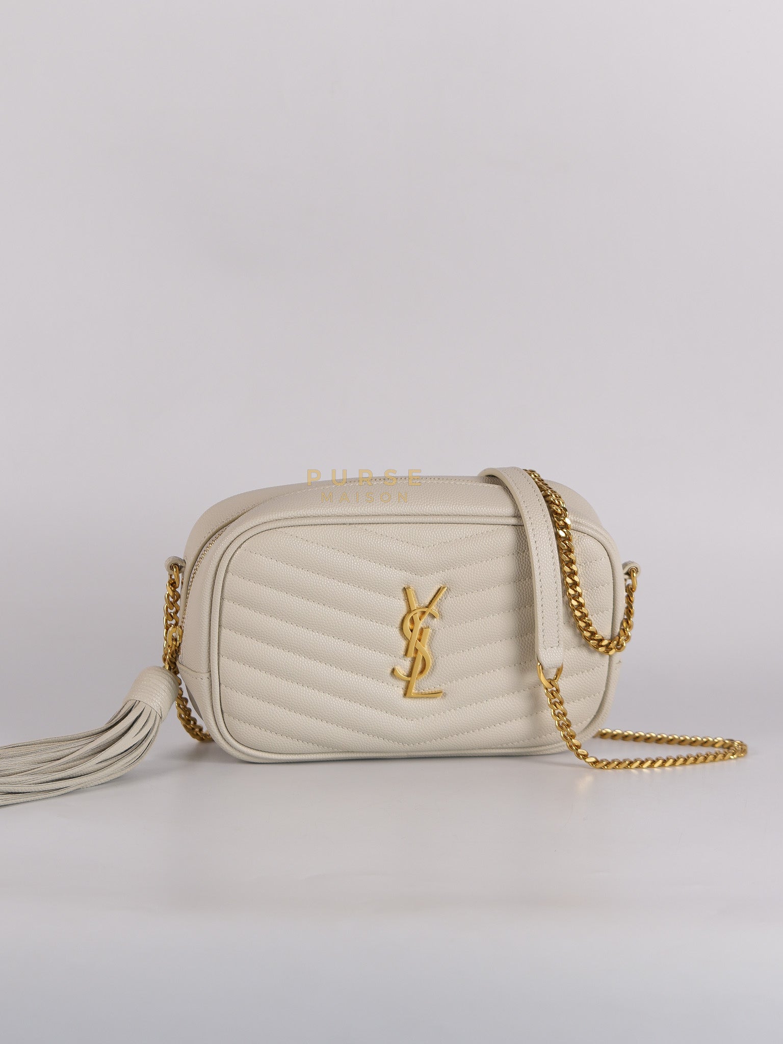 Mini Lou Camera Bag in Crema Soft Quilted Leather & Gold Hardware | Purse Maison Luxury Bags Shop