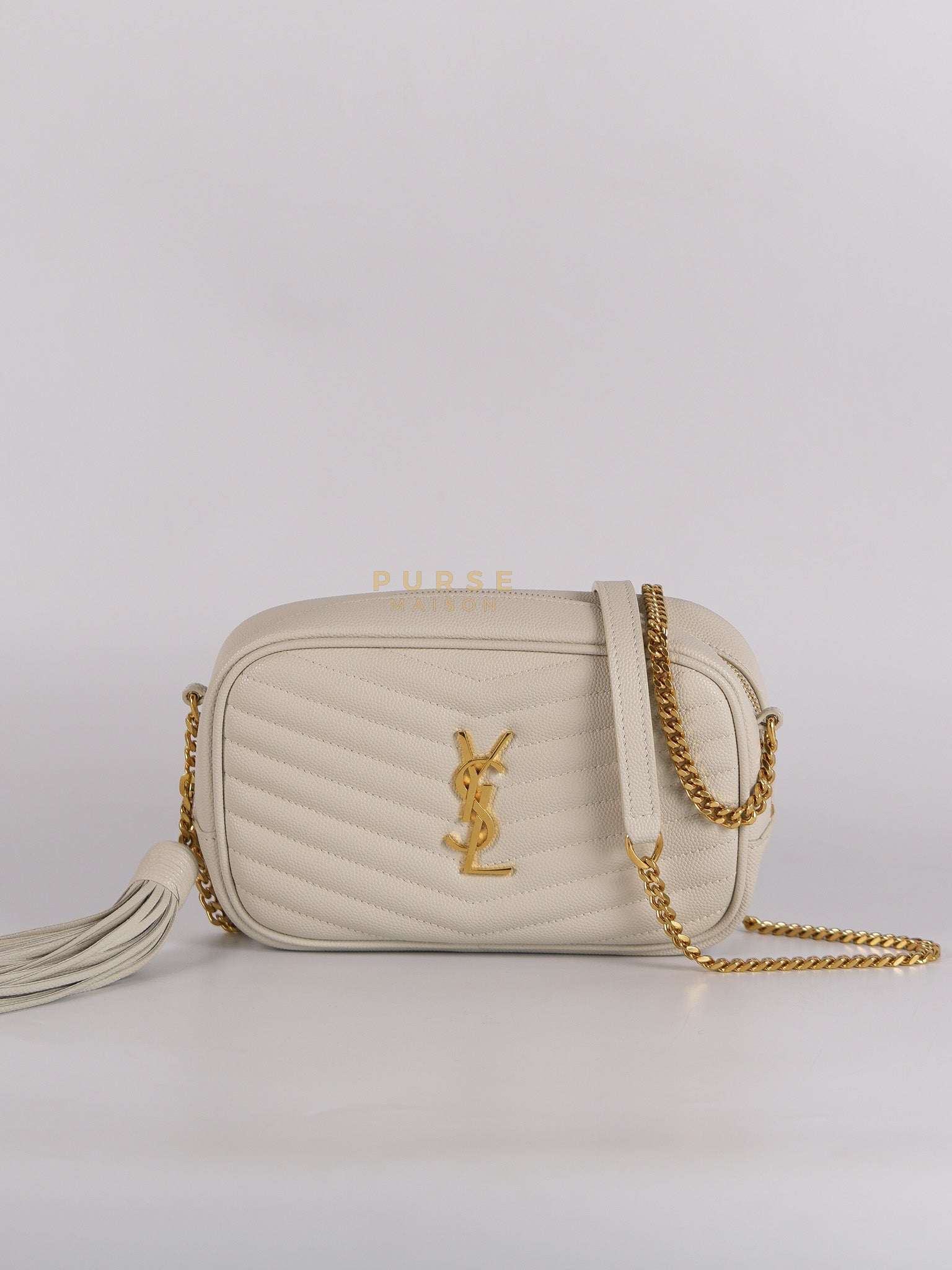 Mini Lou Camera Bag in Crema Soft Quilted Leather & Gold Hardware | Purse Maison Luxury Bags Shop