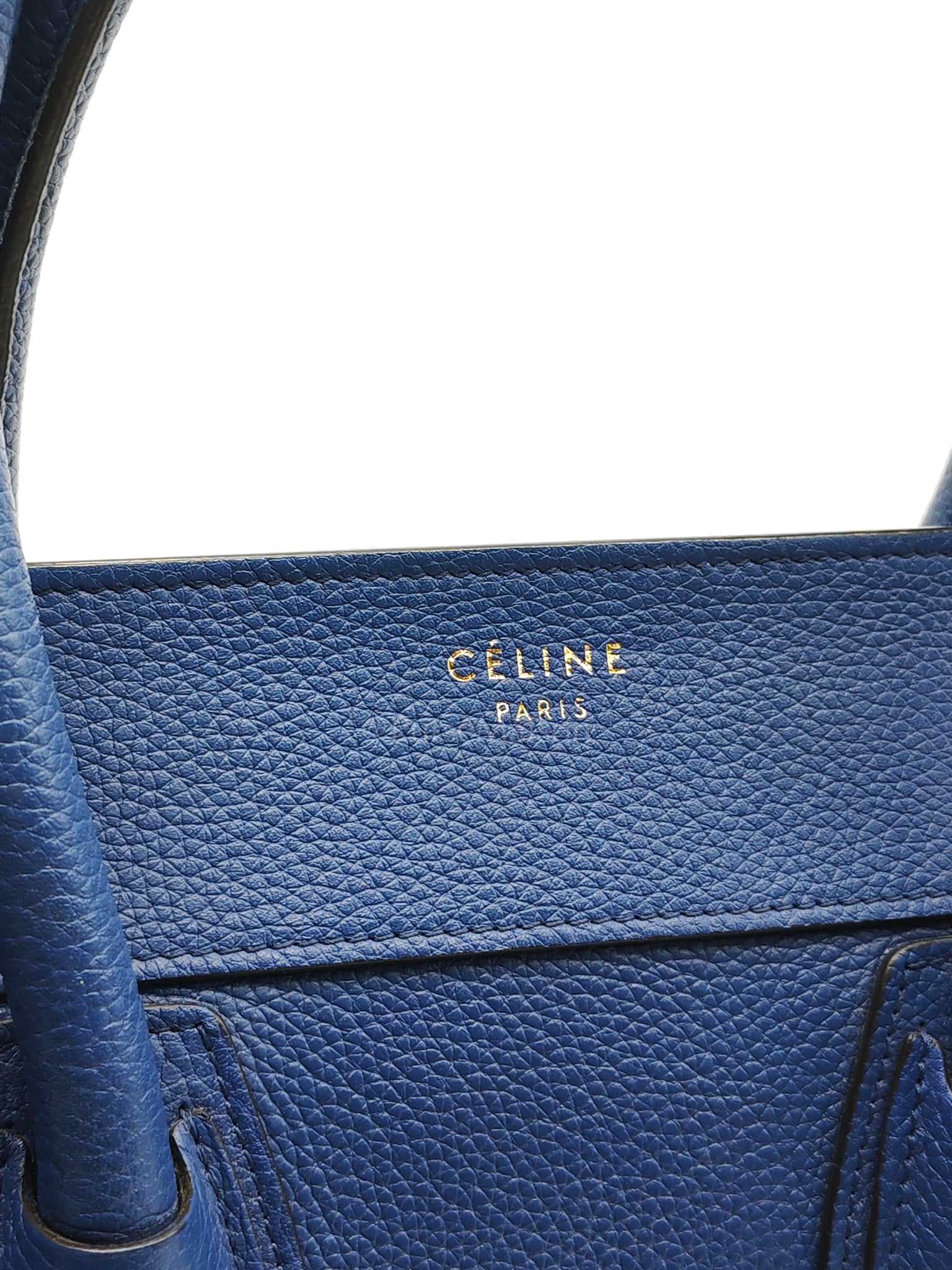 Mini Luggage Tote Bag in Blue Grained Calfskin Leather | Purse Maison Luxury Bags Shop