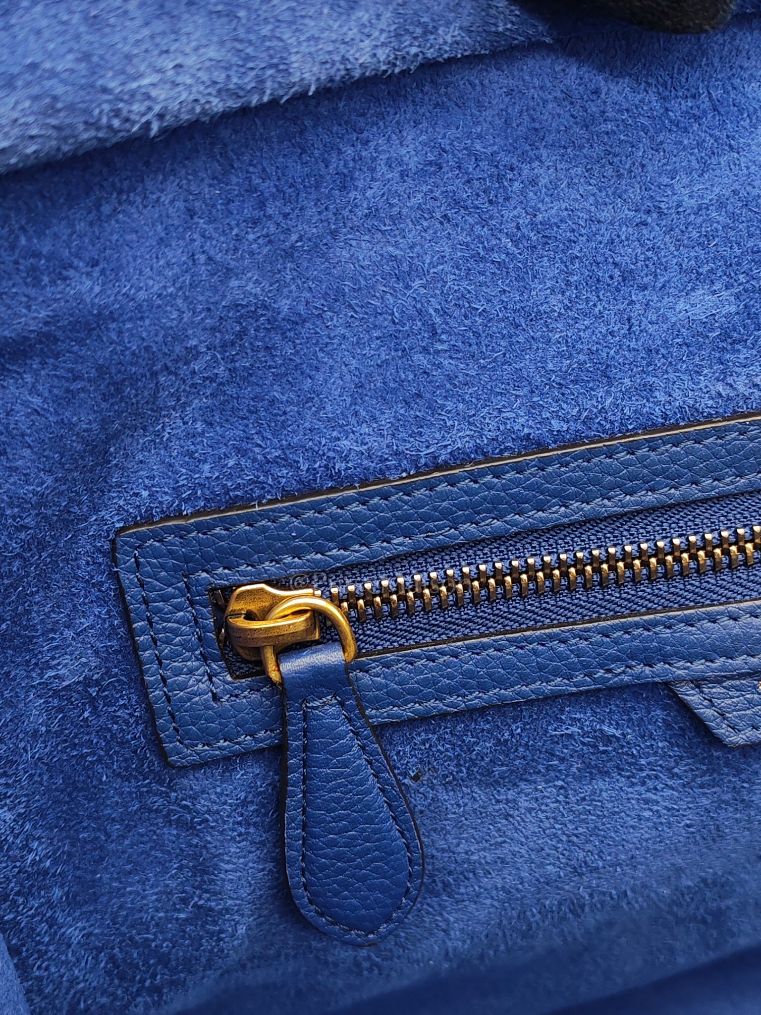 Mini Luggage Tote Bag in Blue Grained Calfskin Leather | Purse Maison Luxury Bags Shop