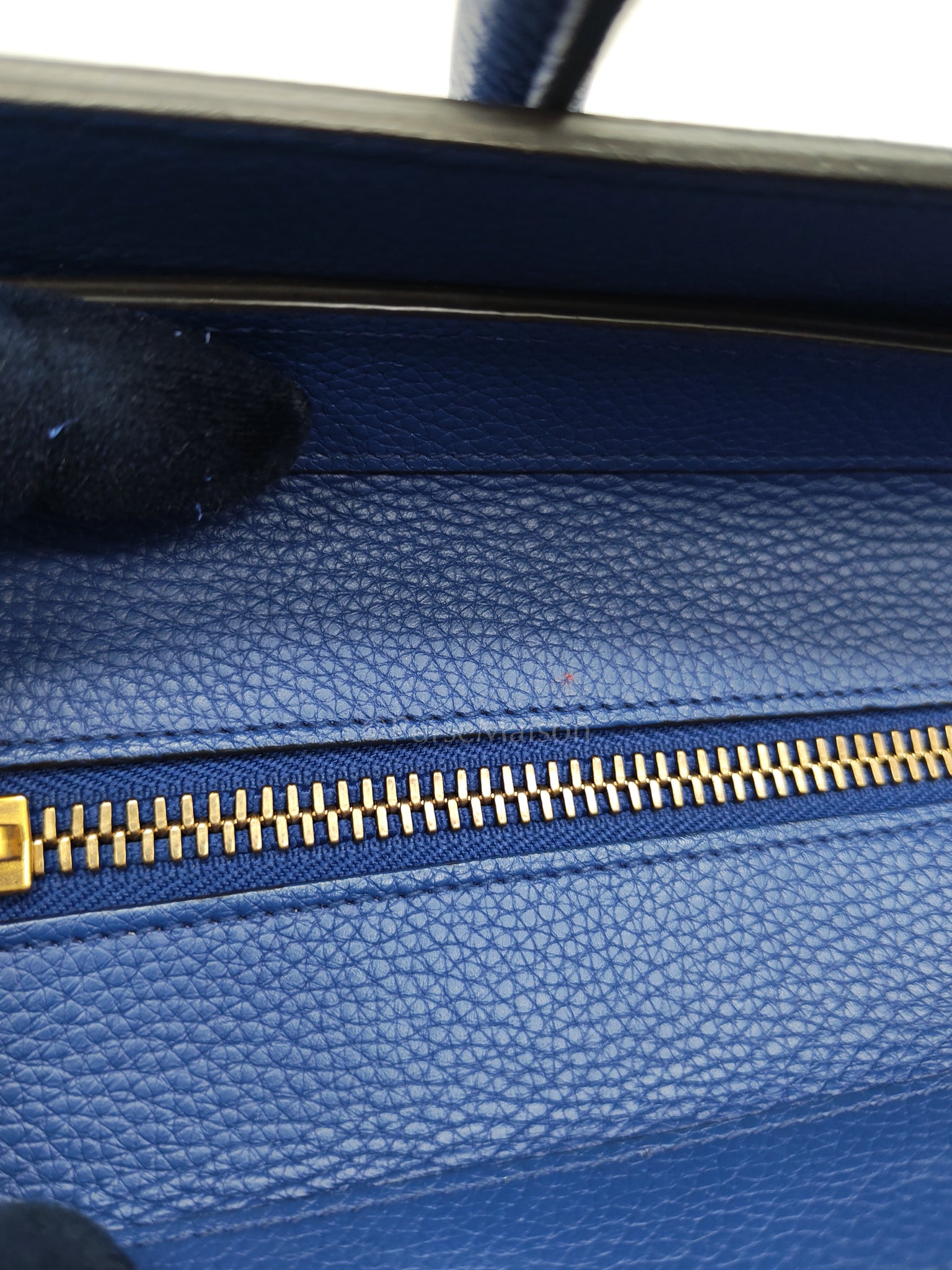 Mini Luggage Tote Bag in Blue Grained Calfskin Leather | Purse Maison Luxury Bags Shop