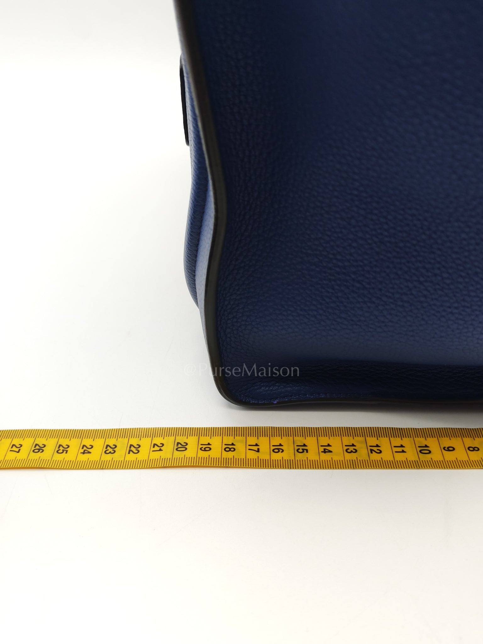 Mini Luggage Tote Bag in Blue Grained Calfskin Leather | Purse Maison Luxury Bags Shop
