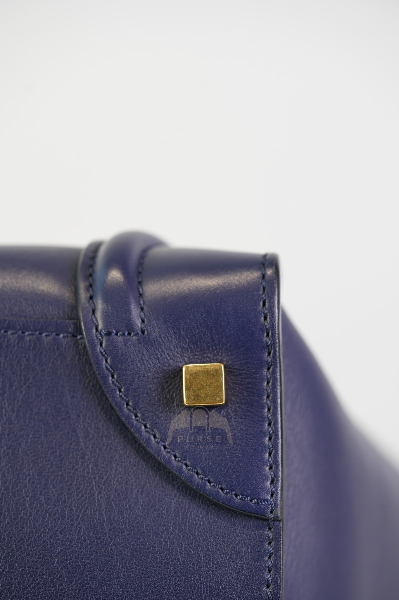 Mini Luggage Tote Bag in Navy Blue Smooth Calfskin Leather | Purse Maison Luxury Bags Shop