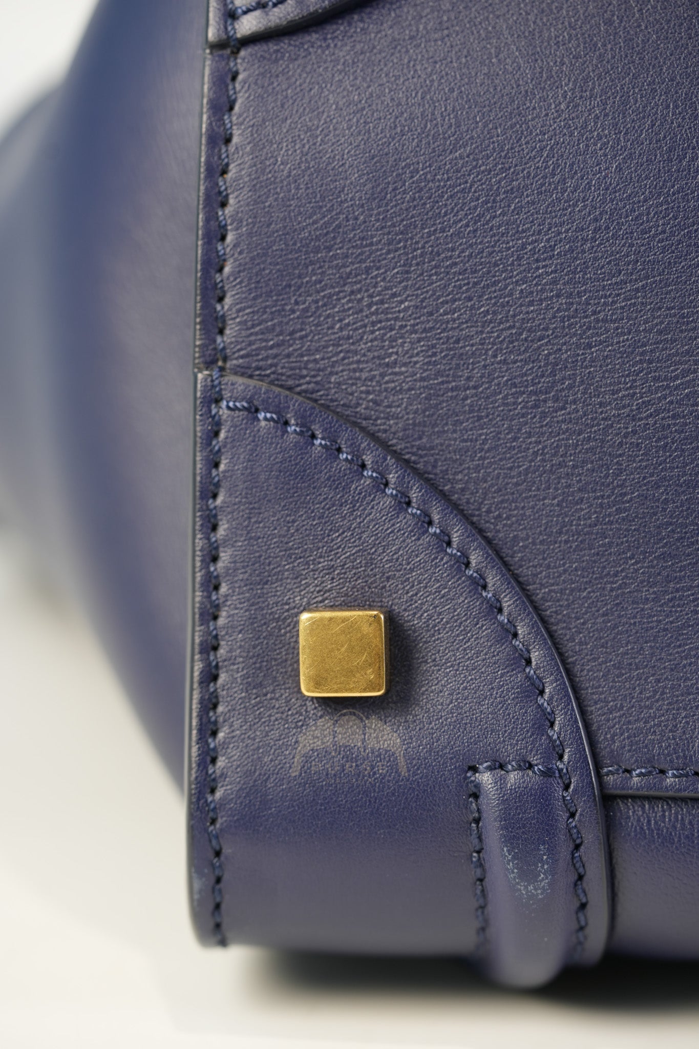 Mini Luggage Tote Bag in Navy Blue Smooth Calfskin Leather | Purse Maison Luxury Bags Shop