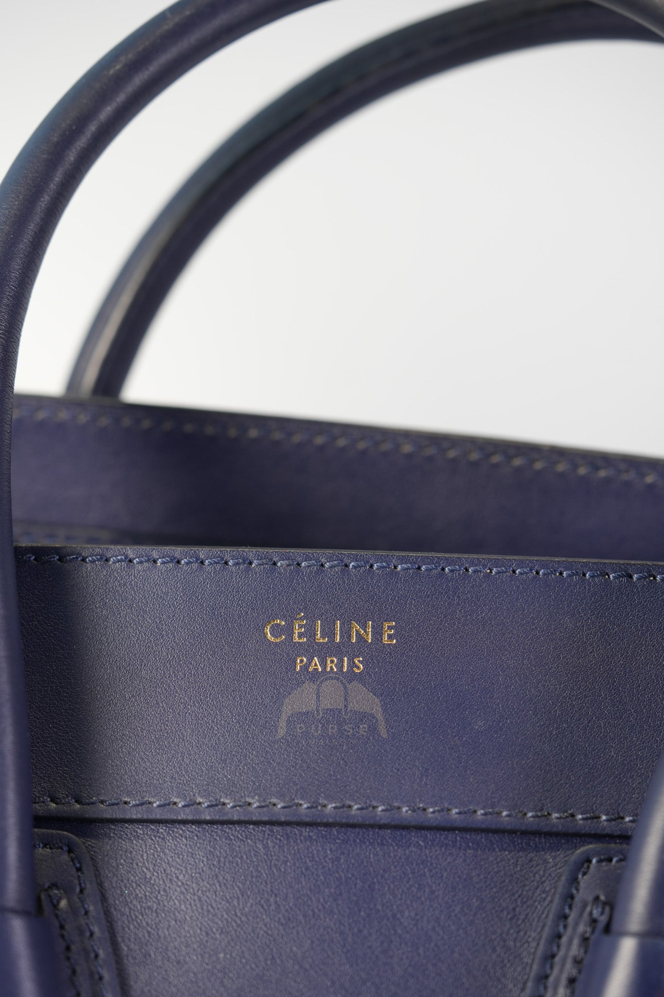 Mini Luggage Tote Bag in Navy Blue Smooth Calfskin Leather | Purse Maison Luxury Bags Shop