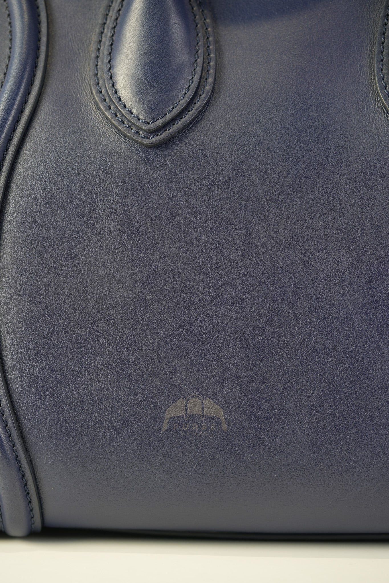 Mini Luggage Tote Bag in Navy Blue Smooth Calfskin Leather | Purse Maison Luxury Bags Shop