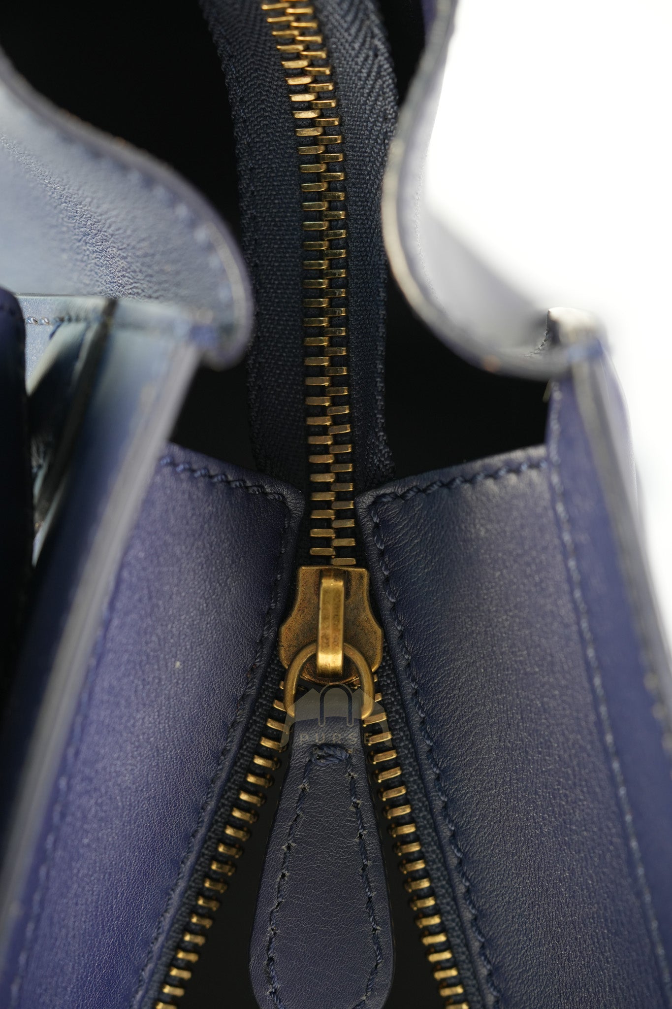 Mini Luggage Tote Bag in Navy Blue Smooth Calfskin Leather | Purse Maison Luxury Bags Shop