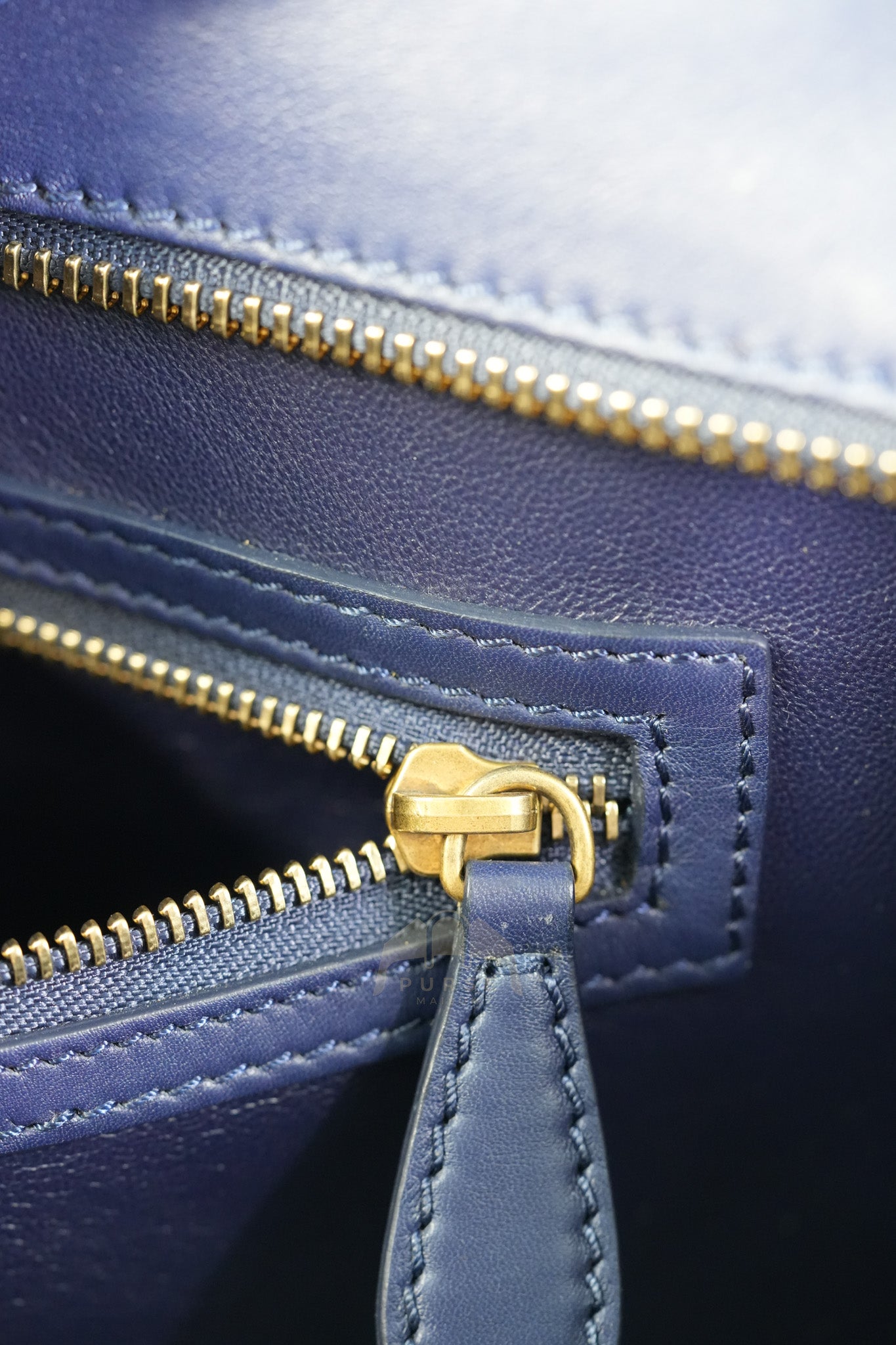 Mini Luggage Tote Bag in Navy Blue Smooth Calfskin Leather | Purse Maison Luxury Bags Shop