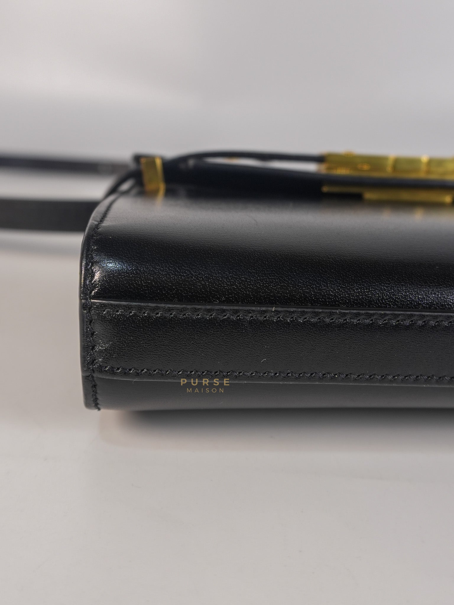 Mini Manhattan Bag in Black Smooth Leather and Gold Hardware | Purse Maison Luxury Bags Shop