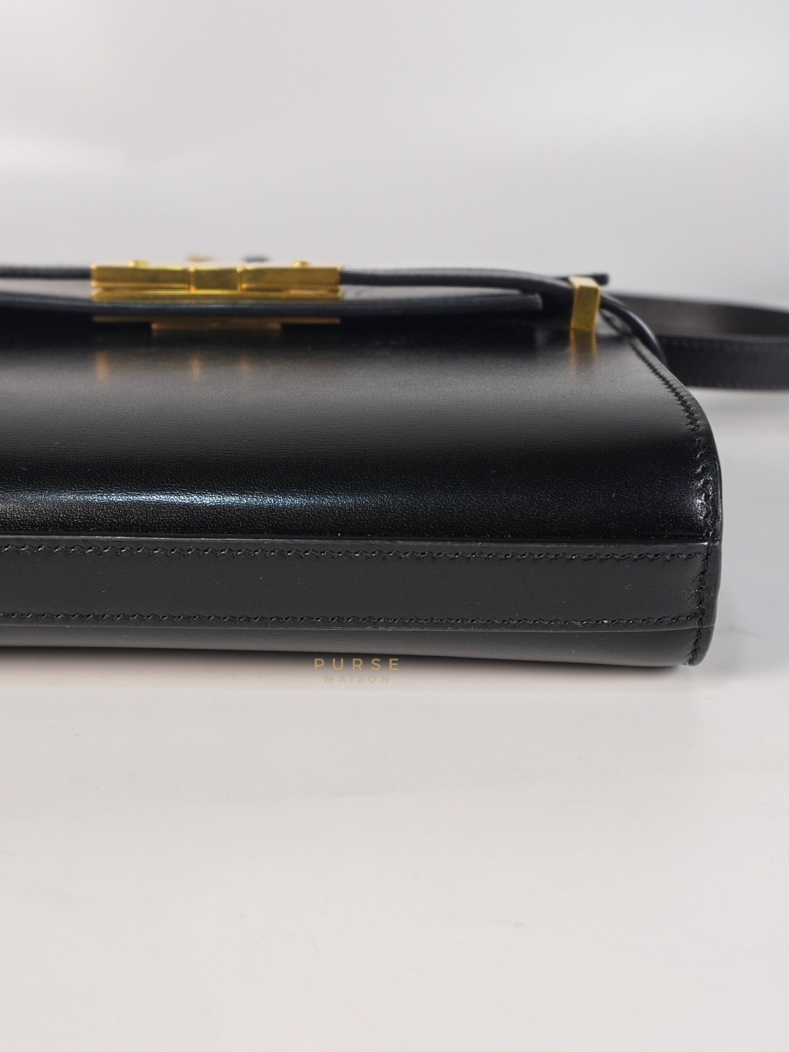 Mini Manhattan Bag in Black Smooth Leather and Gold Hardware | Purse Maison Luxury Bags Shop