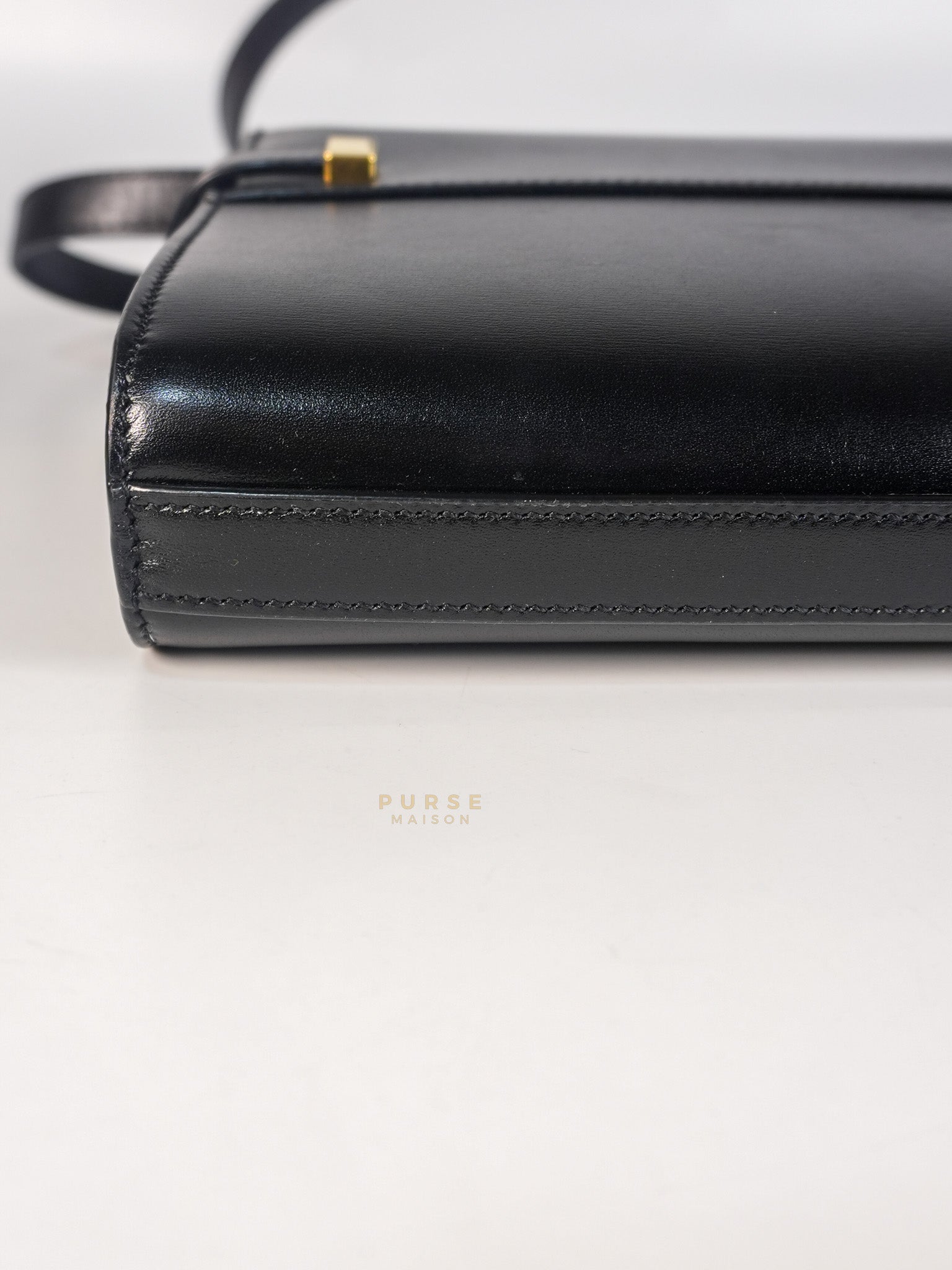 Mini Manhattan Bag in Black Smooth Leather and Gold Hardware | Purse Maison Luxury Bags Shop