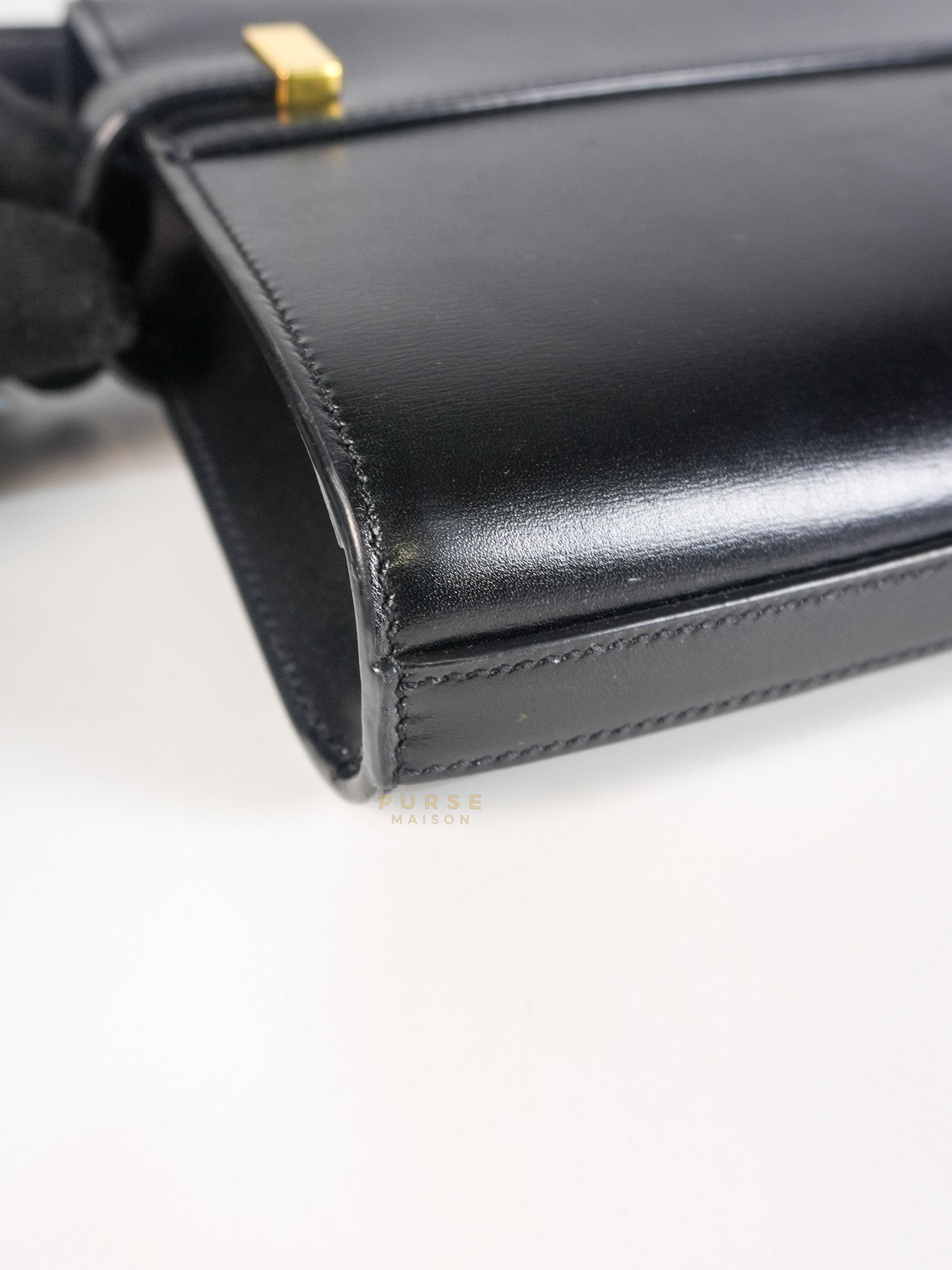 Mini Manhattan Bag in Black Smooth Leather and Gold Hardware | Purse Maison Luxury Bags Shop