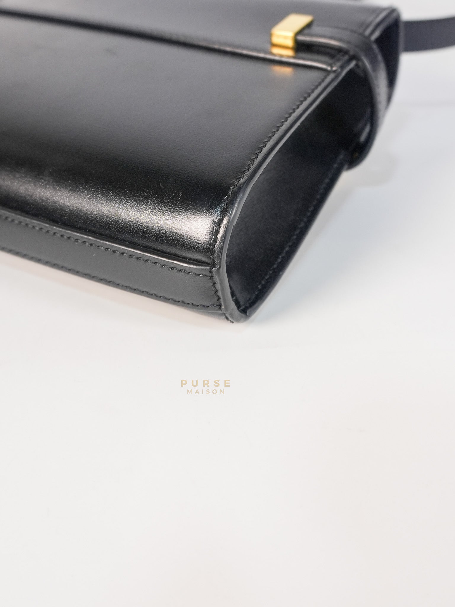 Mini Manhattan Bag in Black Smooth Leather and Gold Hardware | Purse Maison Luxury Bags Shop