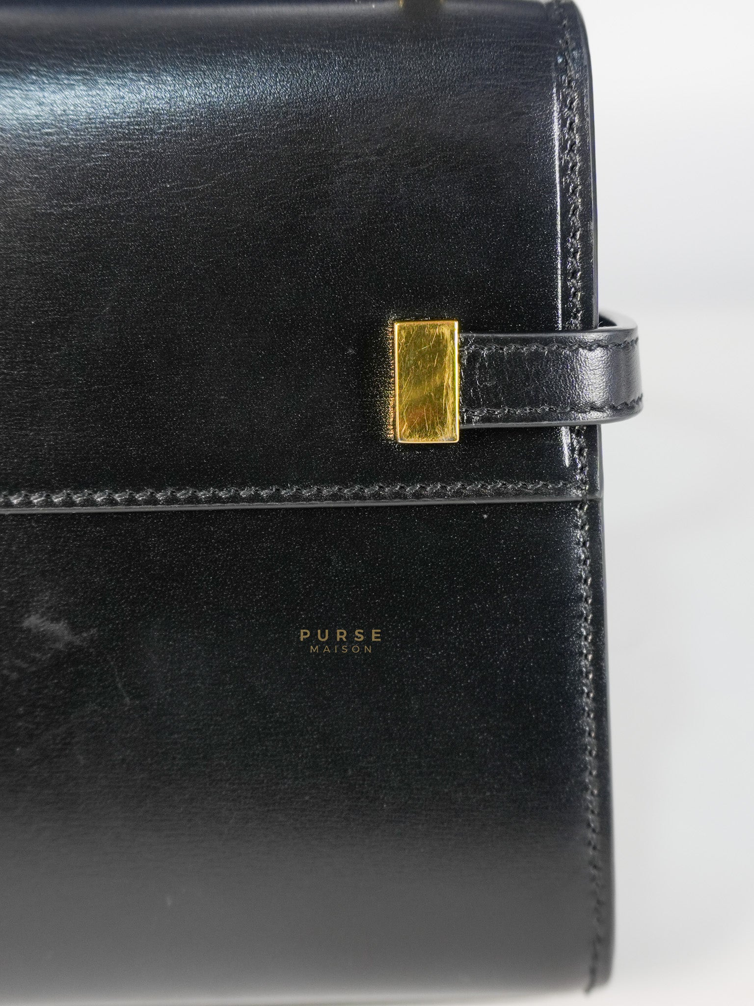 Mini Manhattan Bag in Black Smooth Leather and Gold Hardware | Purse Maison Luxury Bags Shop