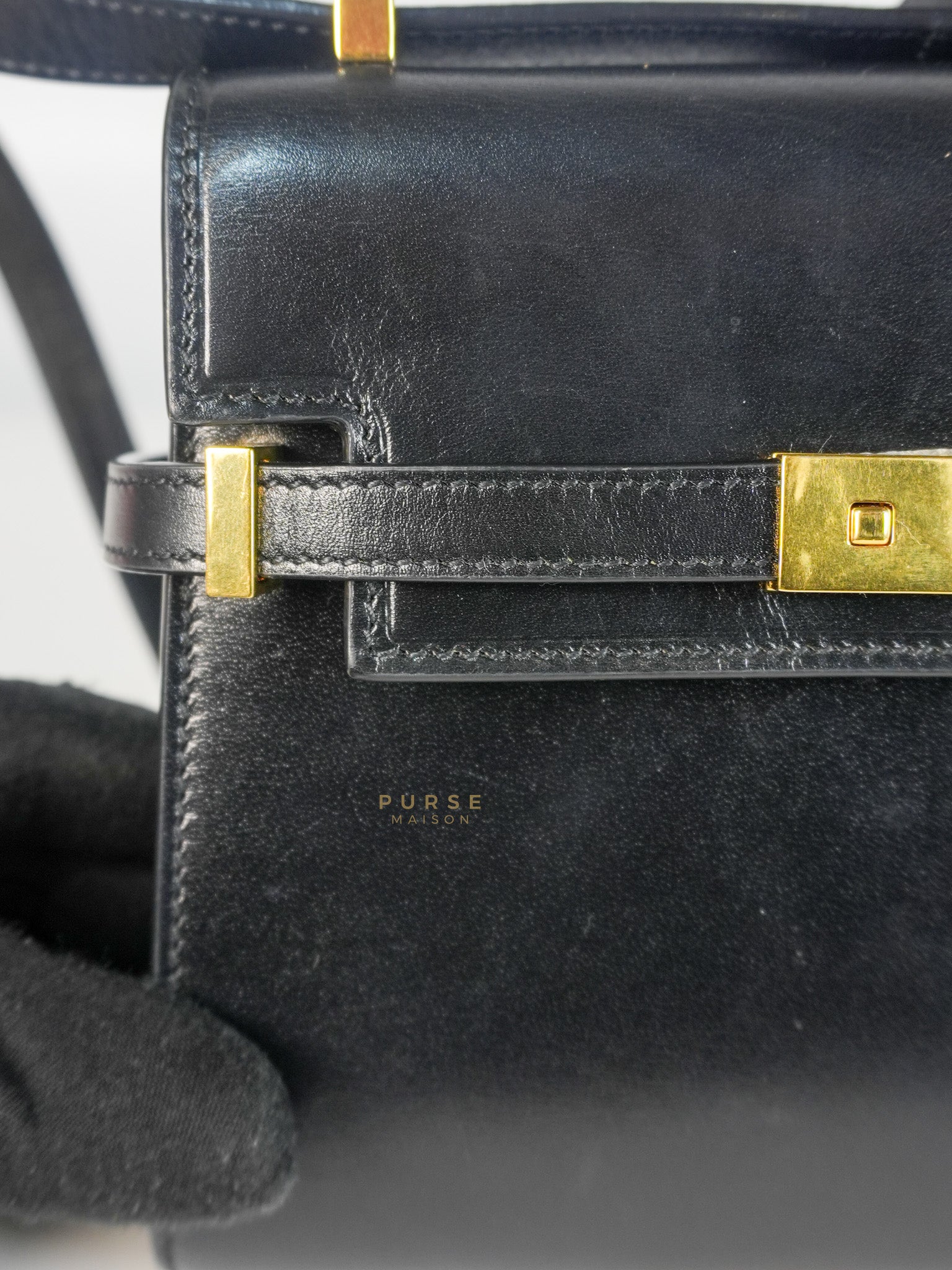 Mini Manhattan Bag in Black Smooth Leather and Gold Hardware | Purse Maison Luxury Bags Shop