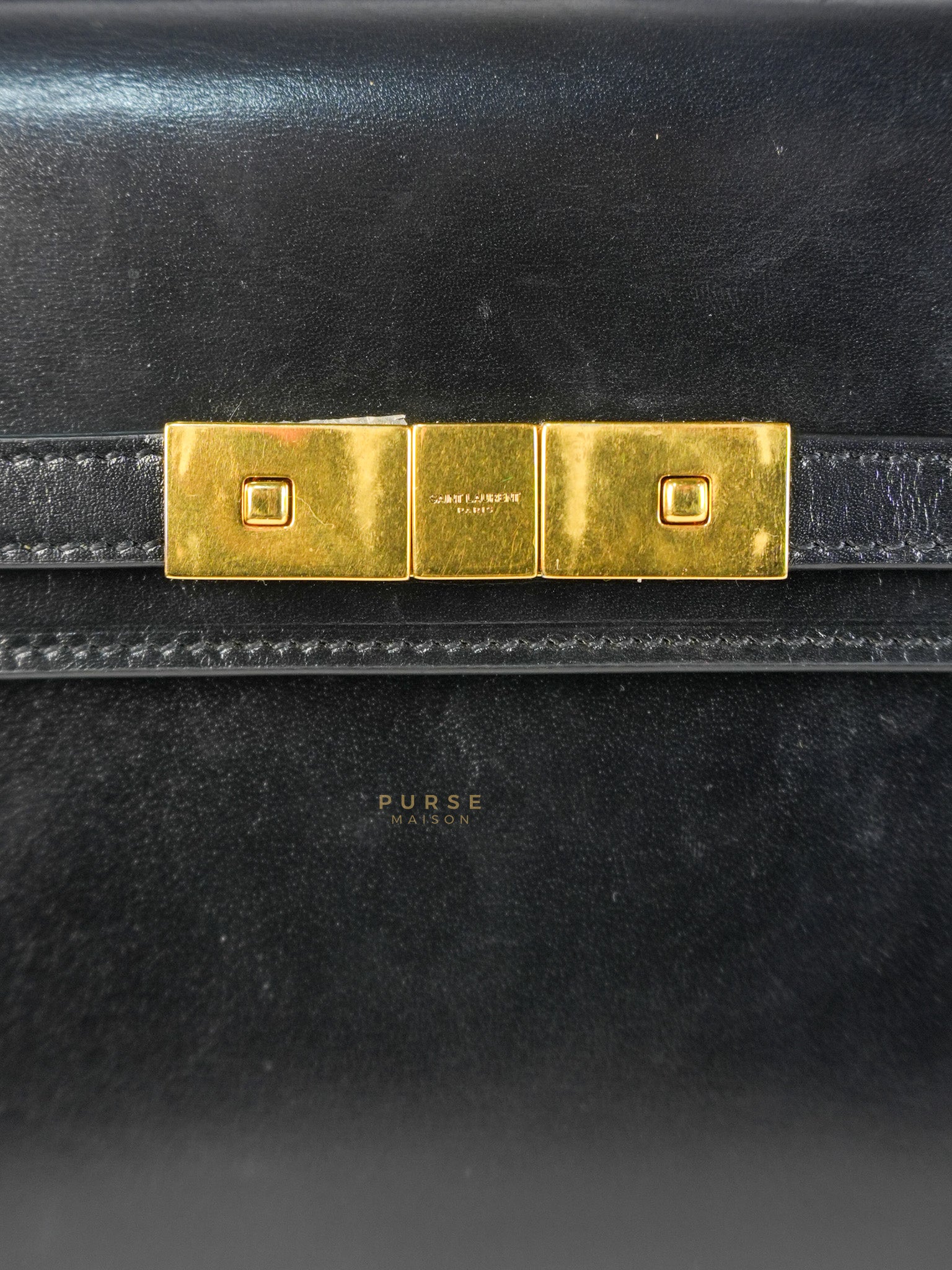 Mini Manhattan Bag in Black Smooth Leather and Gold Hardware | Purse Maison Luxury Bags Shop