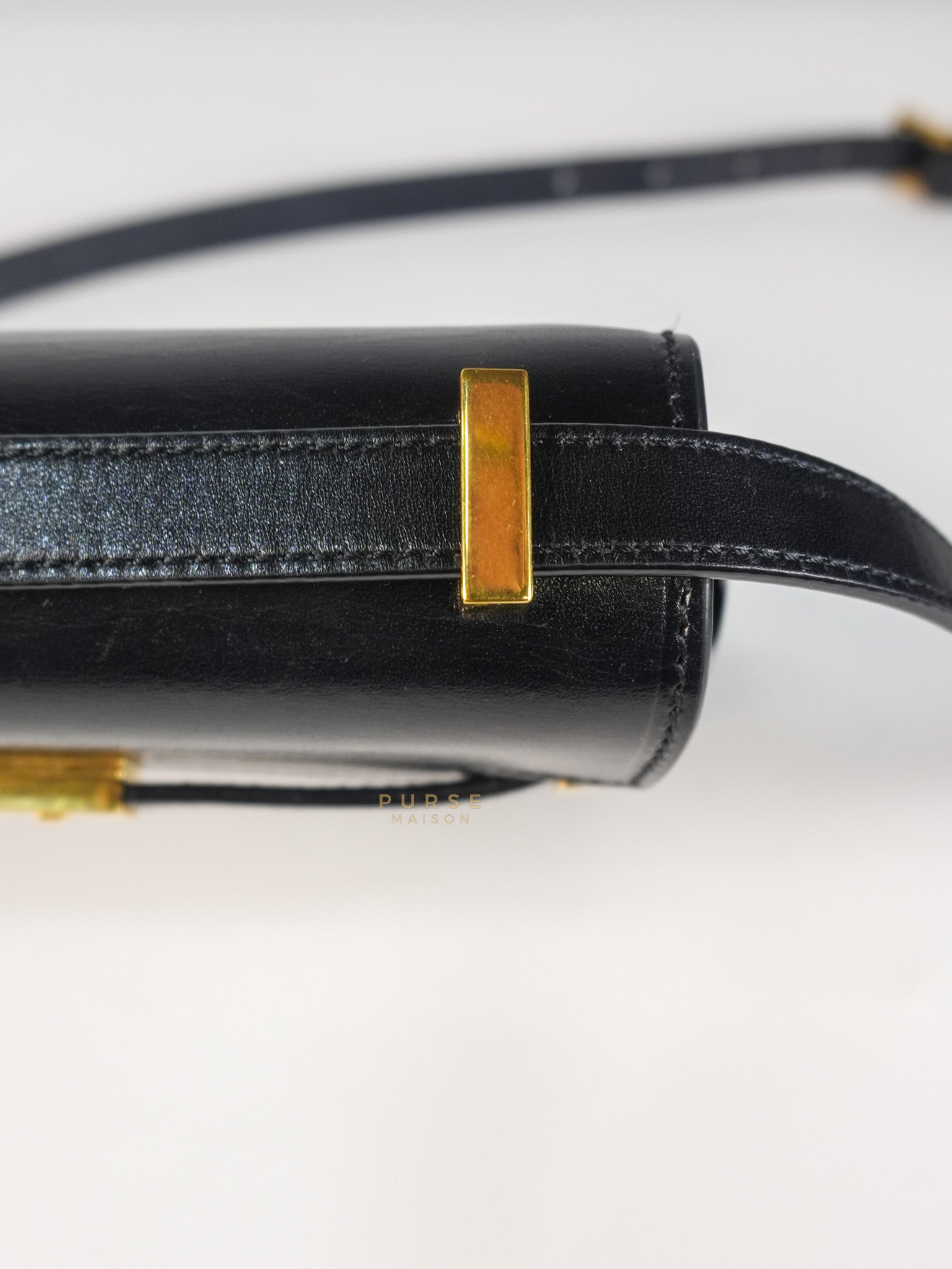 Mini Manhattan Bag in Black Smooth Leather and Gold Hardware | Purse Maison Luxury Bags Shop