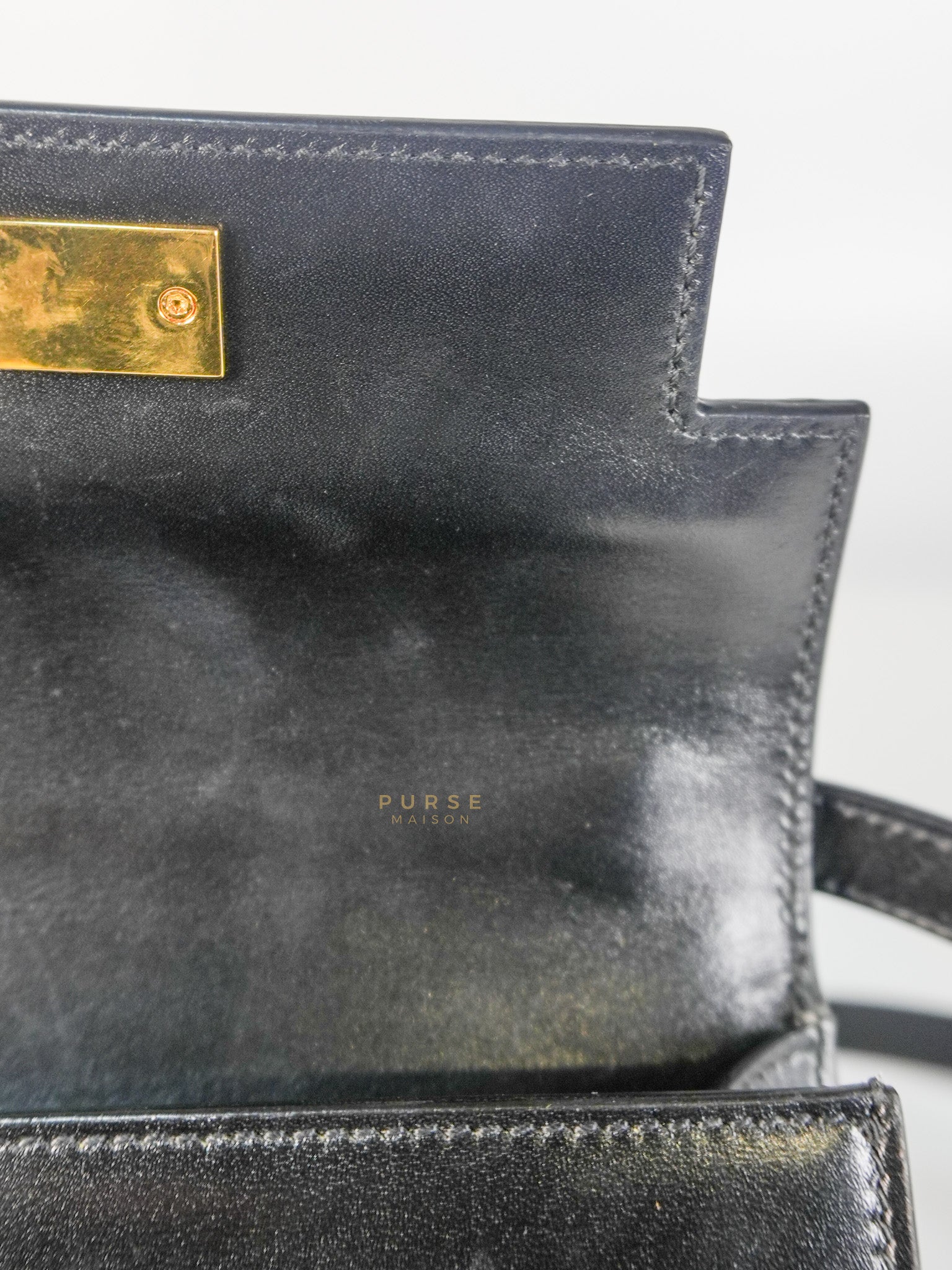 Mini Manhattan Bag in Black Smooth Leather and Gold Hardware | Purse Maison Luxury Bags Shop