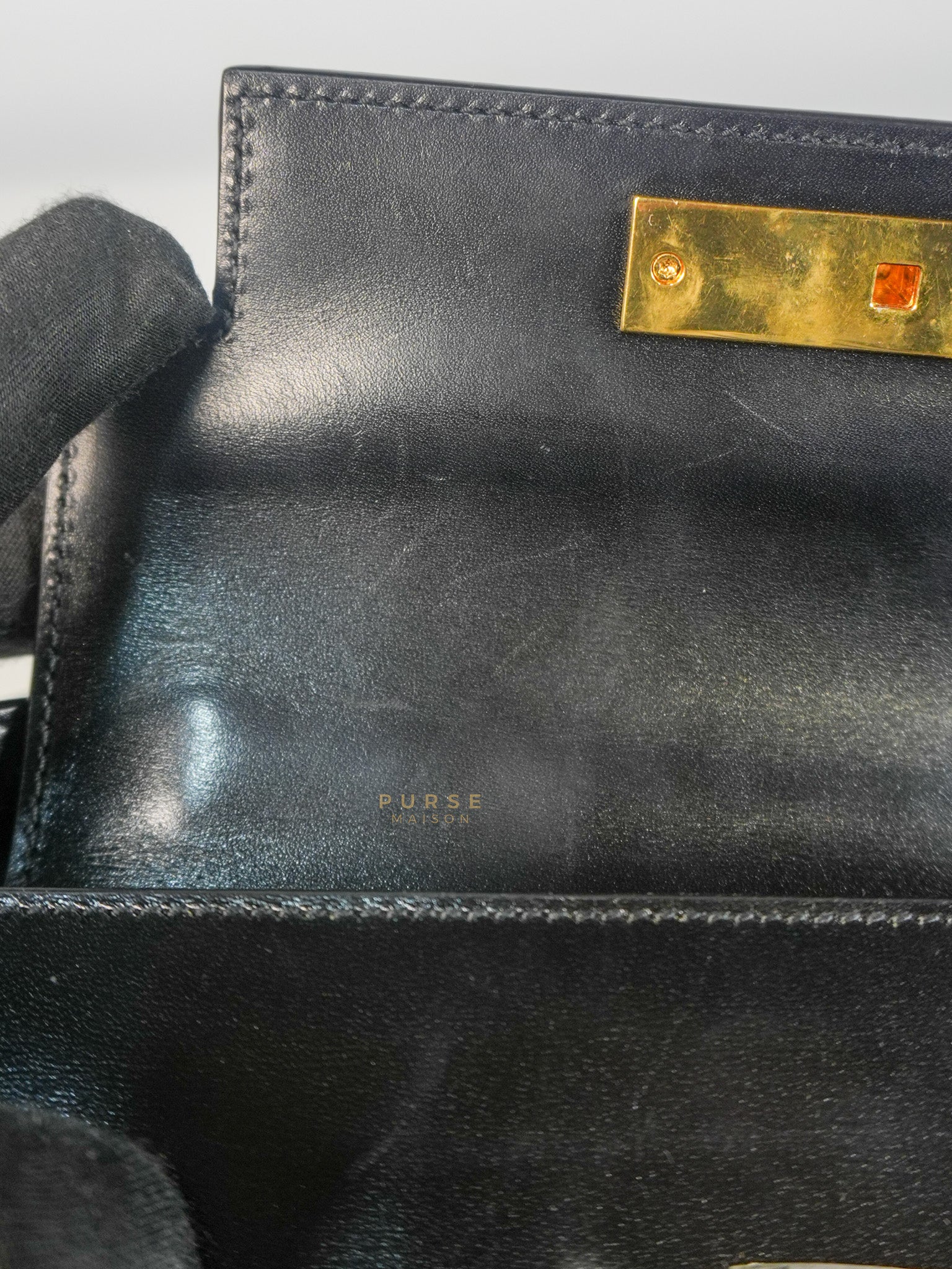 Mini Manhattan Bag in Black Smooth Leather and Gold Hardware | Purse Maison Luxury Bags Shop