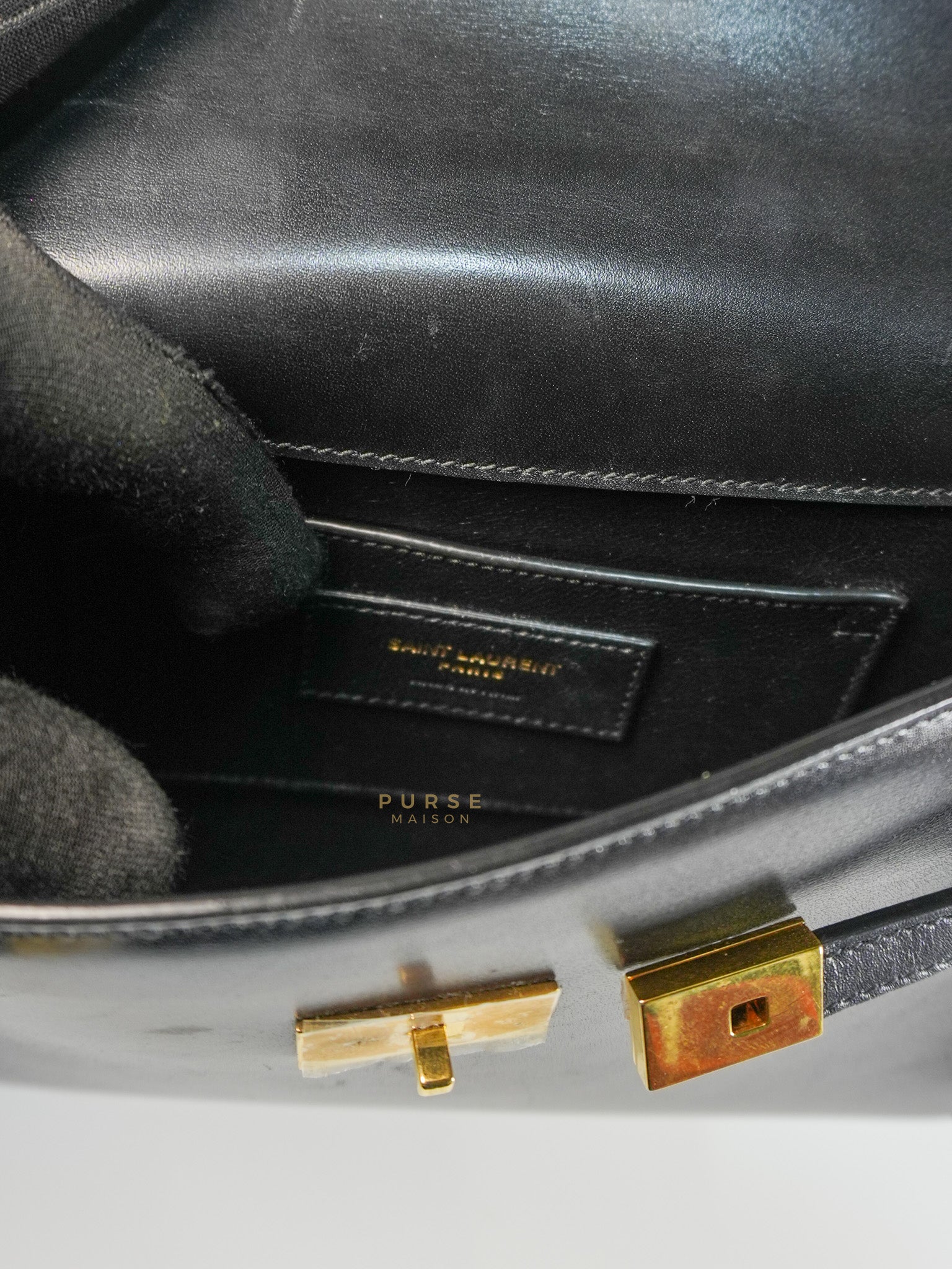 Mini Manhattan Bag in Black Smooth Leather and Gold Hardware | Purse Maison Luxury Bags Shop