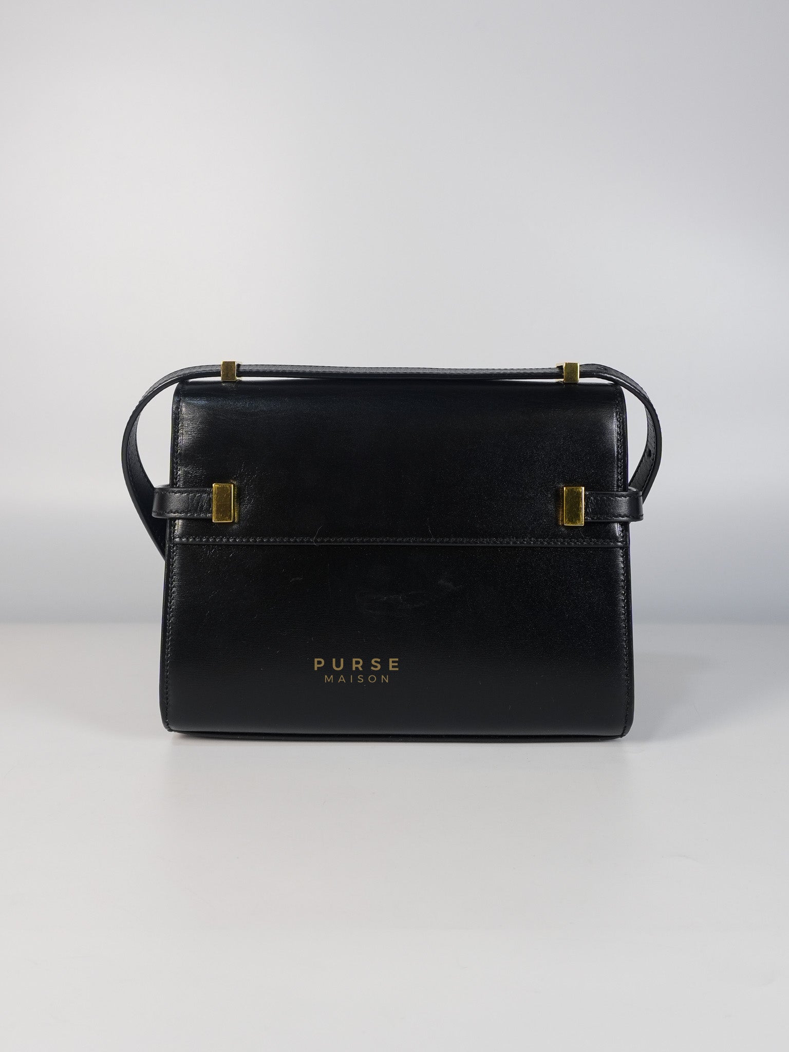 Mini Manhattan Bag in Black Smooth Leather and Gold Hardware | Purse Maison Luxury Bags Shop