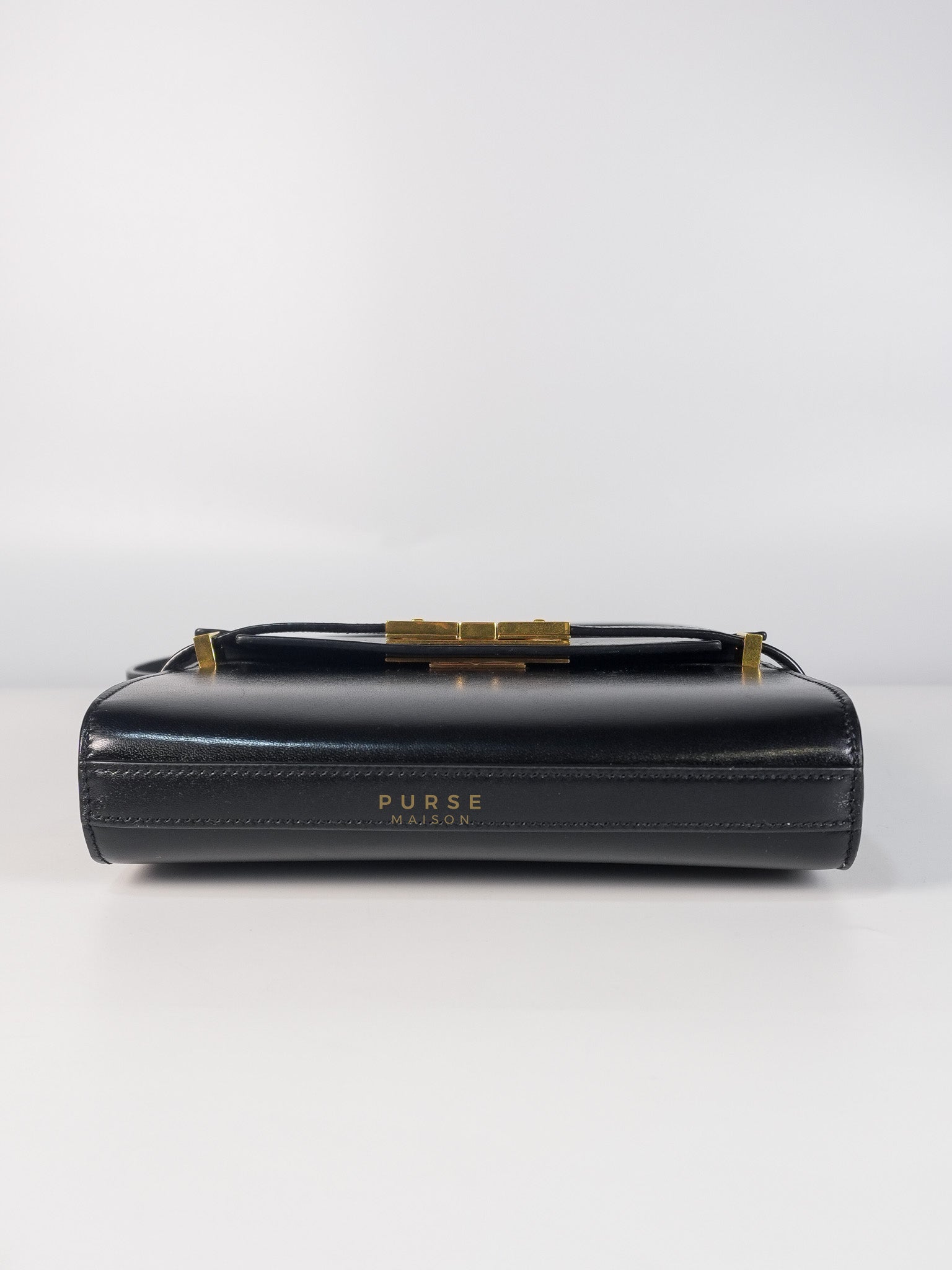 Mini Manhattan Bag in Black Smooth Leather and Gold Hardware | Purse Maison Luxury Bags Shop