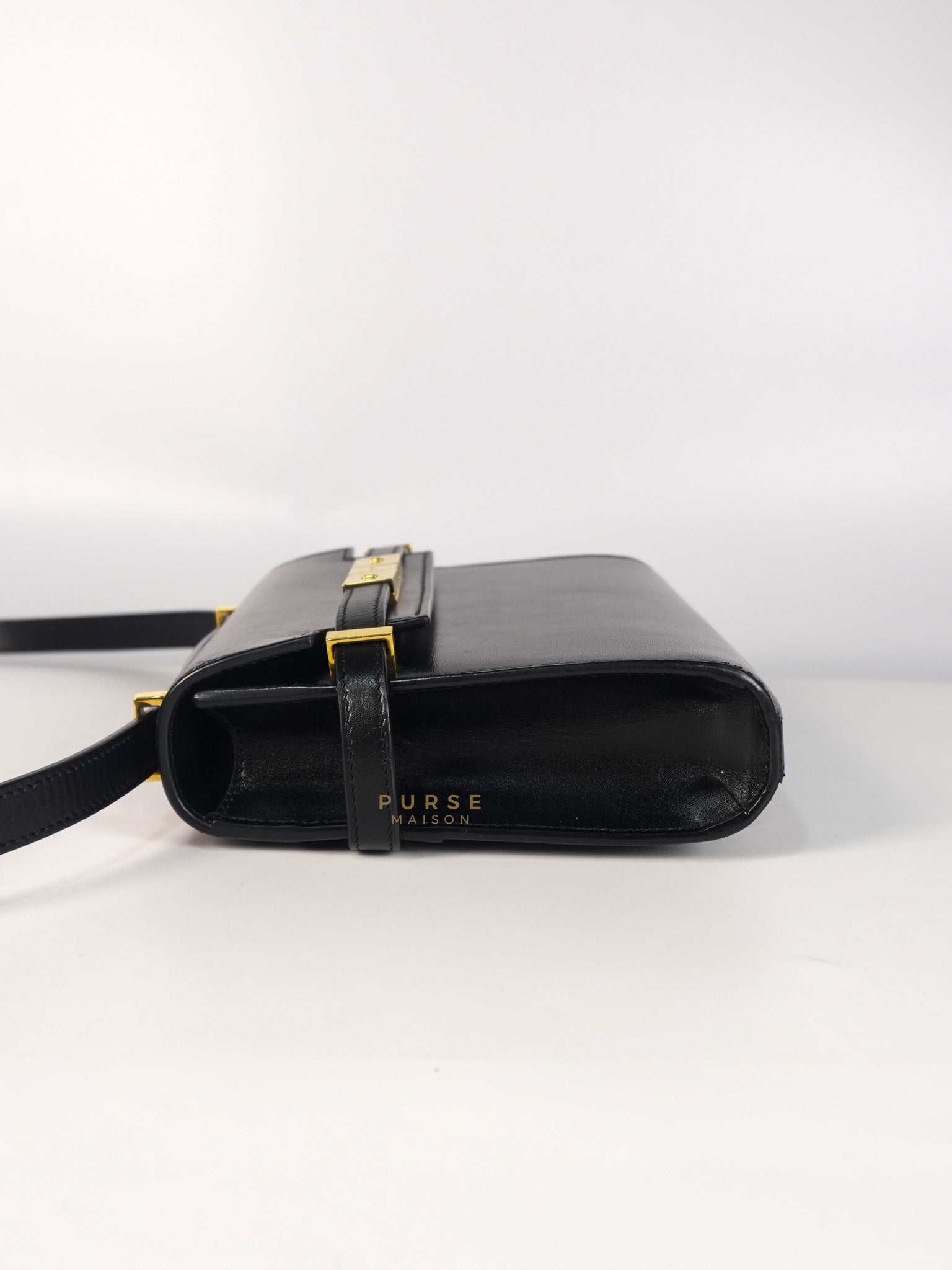 Mini Manhattan Bag in Black Smooth Leather and Gold Hardware | Purse Maison Luxury Bags Shop