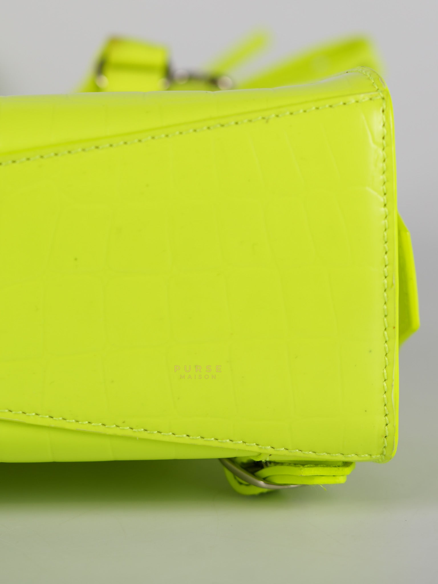 Mini Neo City Classic Neon Green Croc Embossed Bag | Purse Maison Luxury Bags Shop