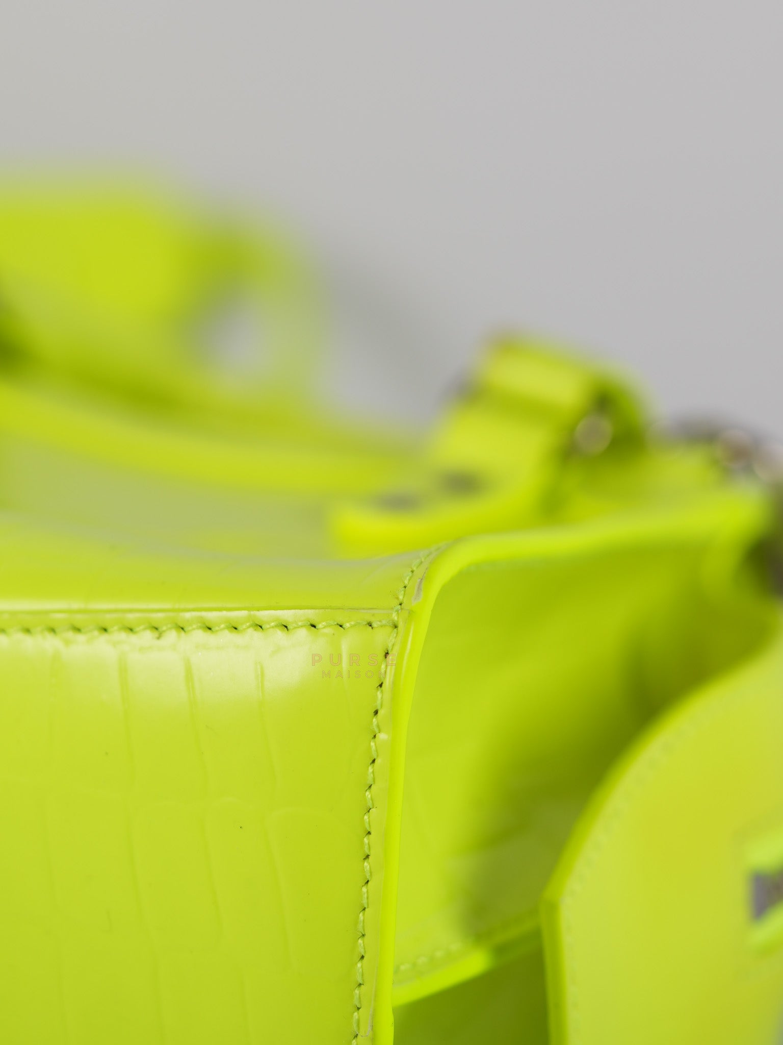 Mini Neo City Classic Neon Green Croc Embossed Bag | Purse Maison Luxury Bags Shop