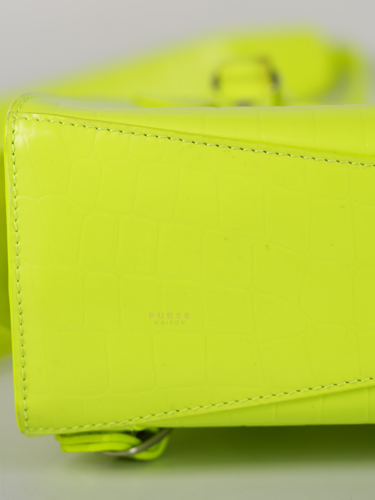 Mini Neo City Classic Neon Green Croc Embossed Bag | Purse Maison Luxury Bags Shop