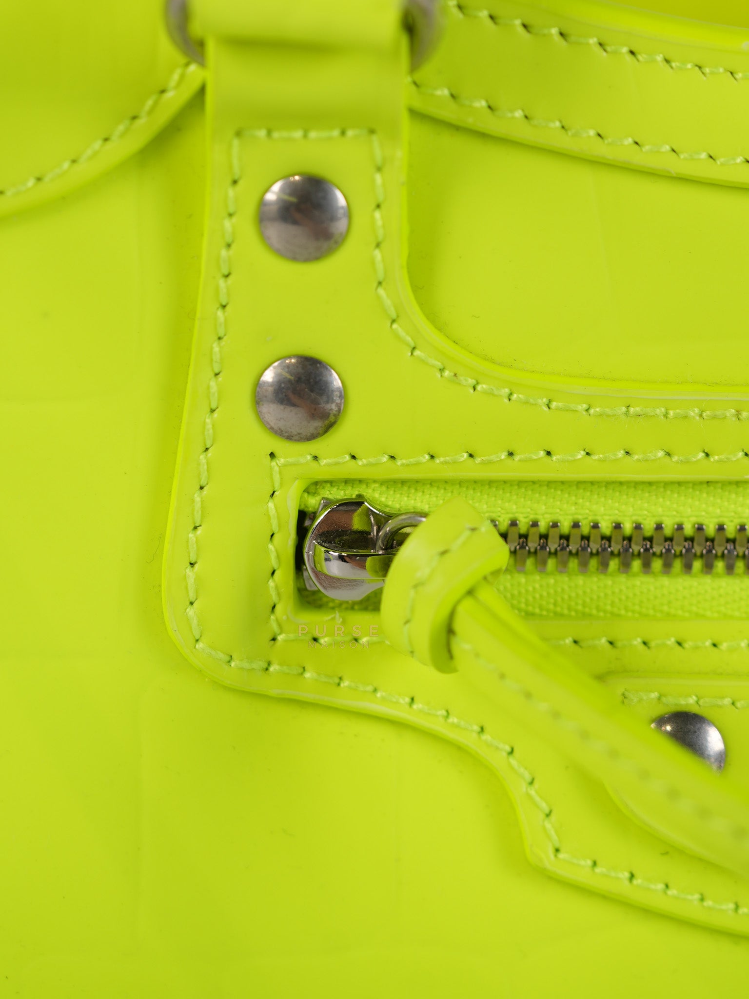 Mini Neo City Classic Neon Green Croc Embossed Bag | Purse Maison Luxury Bags Shop