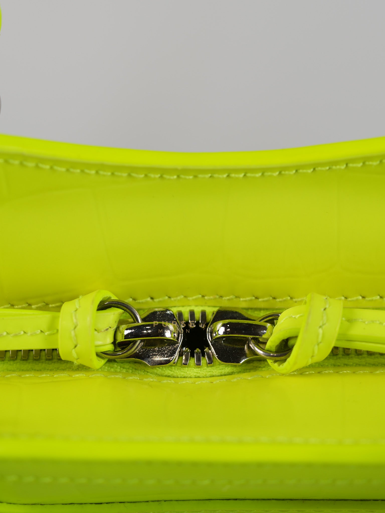 Mini Neo City Classic Neon Green Croc Embossed Bag | Purse Maison Luxury Bags Shop