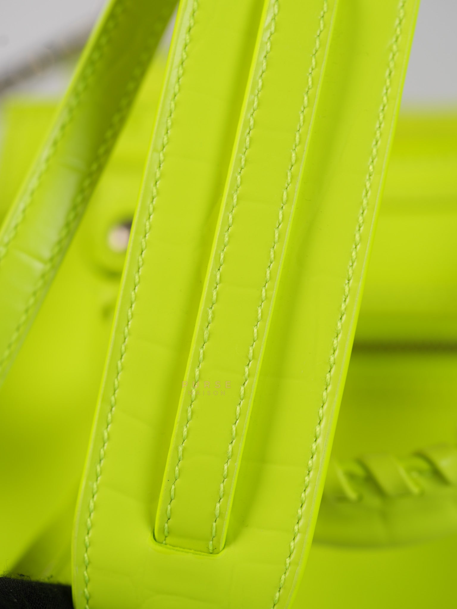 Mini Neo City Classic Neon Green Croc Embossed Bag | Purse Maison Luxury Bags Shop