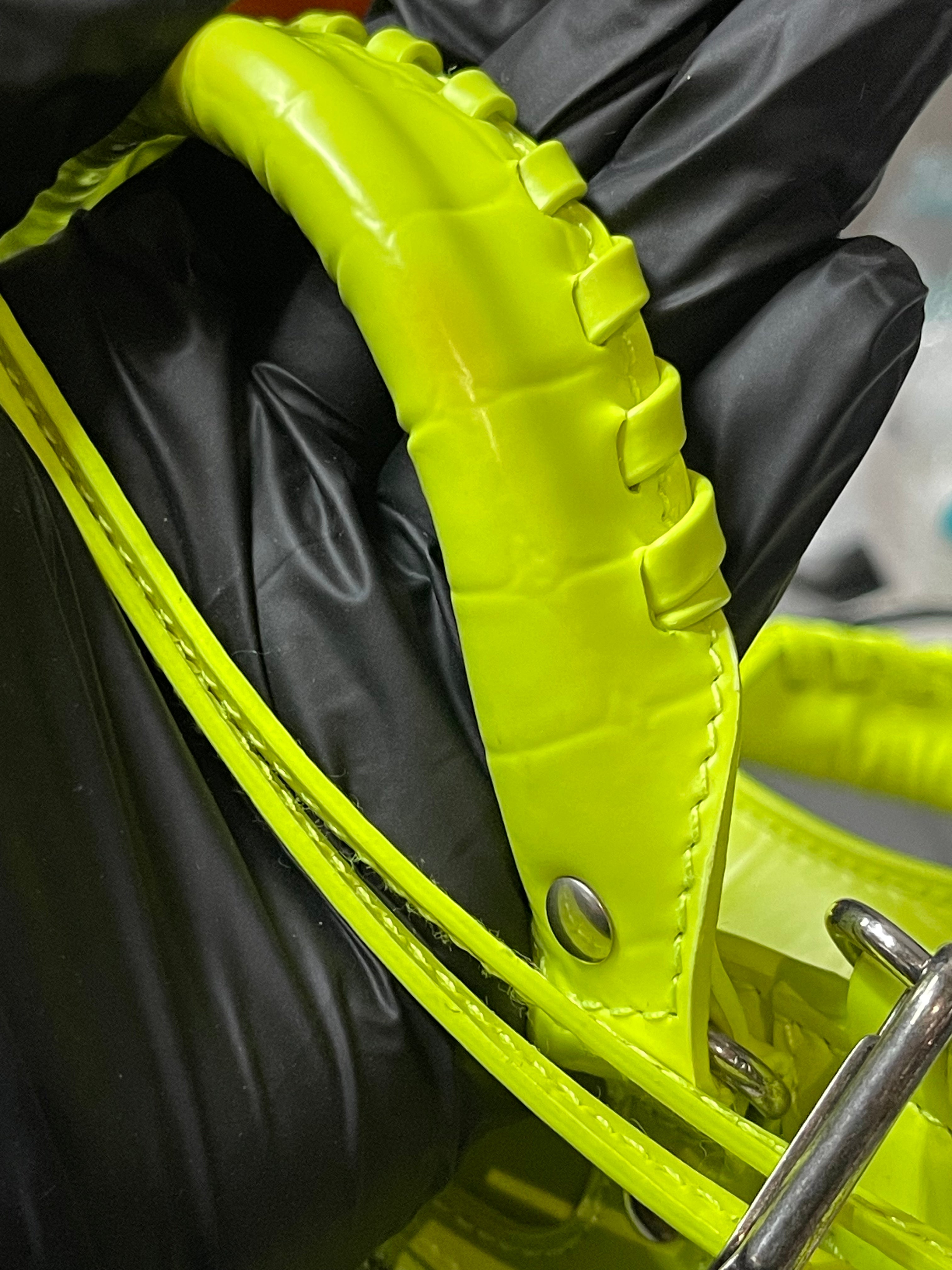 Mini Neo City Classic Neon Green Croc Embossed Bag | Purse Maison Luxury Bags Shop