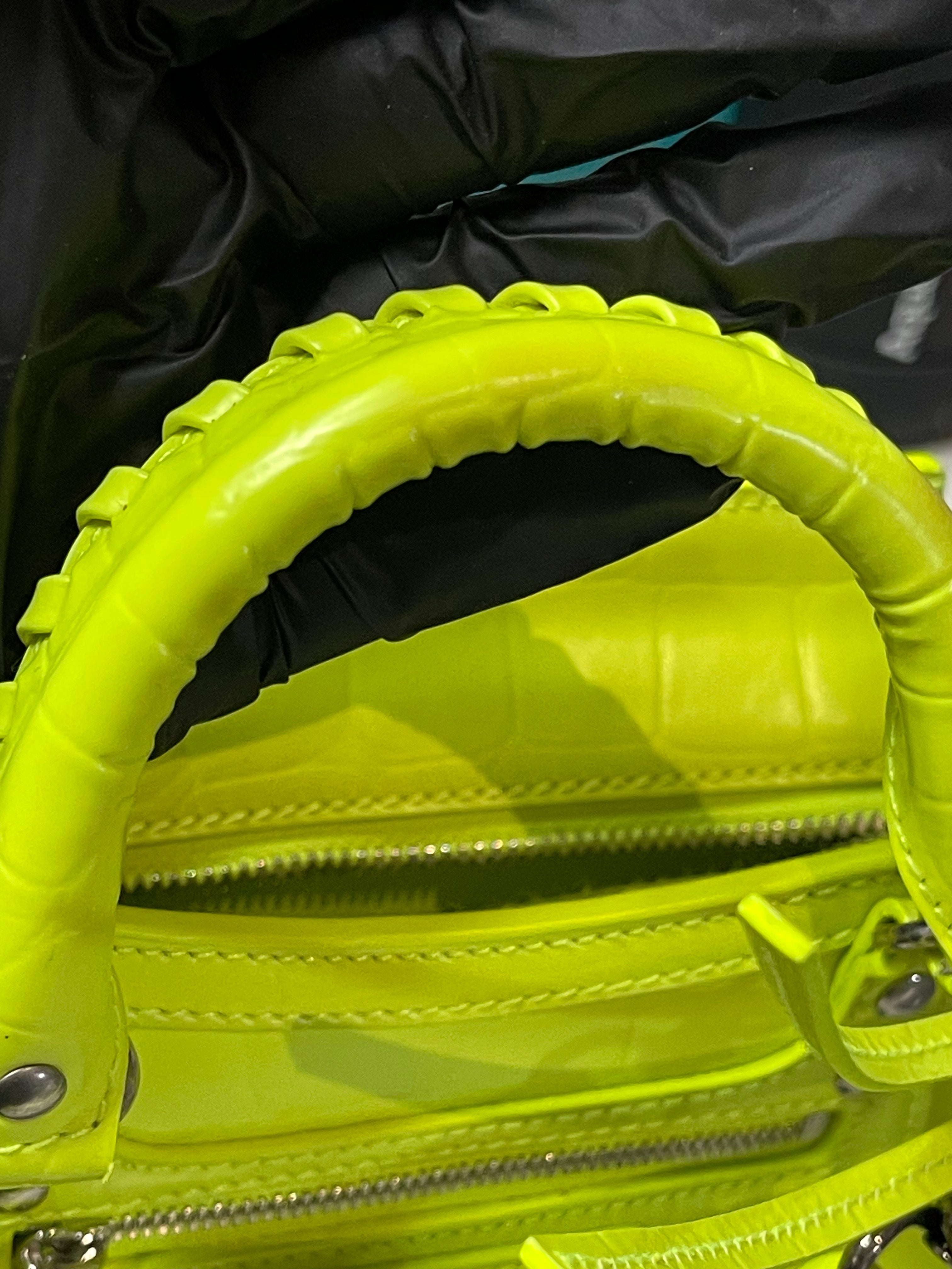 Mini Neo City Classic Neon Green Croc Embossed Bag | Purse Maison Luxury Bags Shop