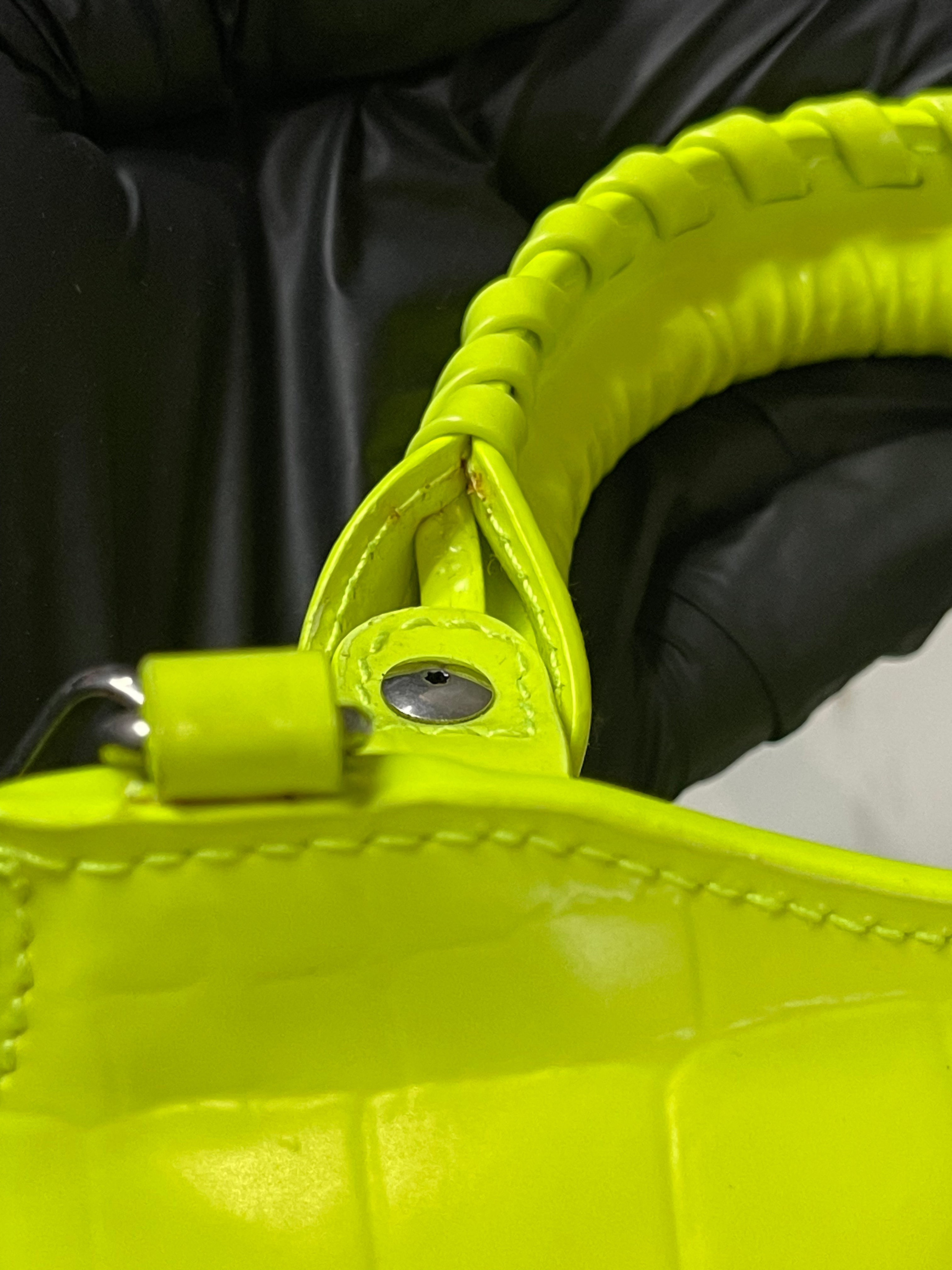 Mini Neo City Classic Neon Green Croc Embossed Bag | Purse Maison Luxury Bags Shop