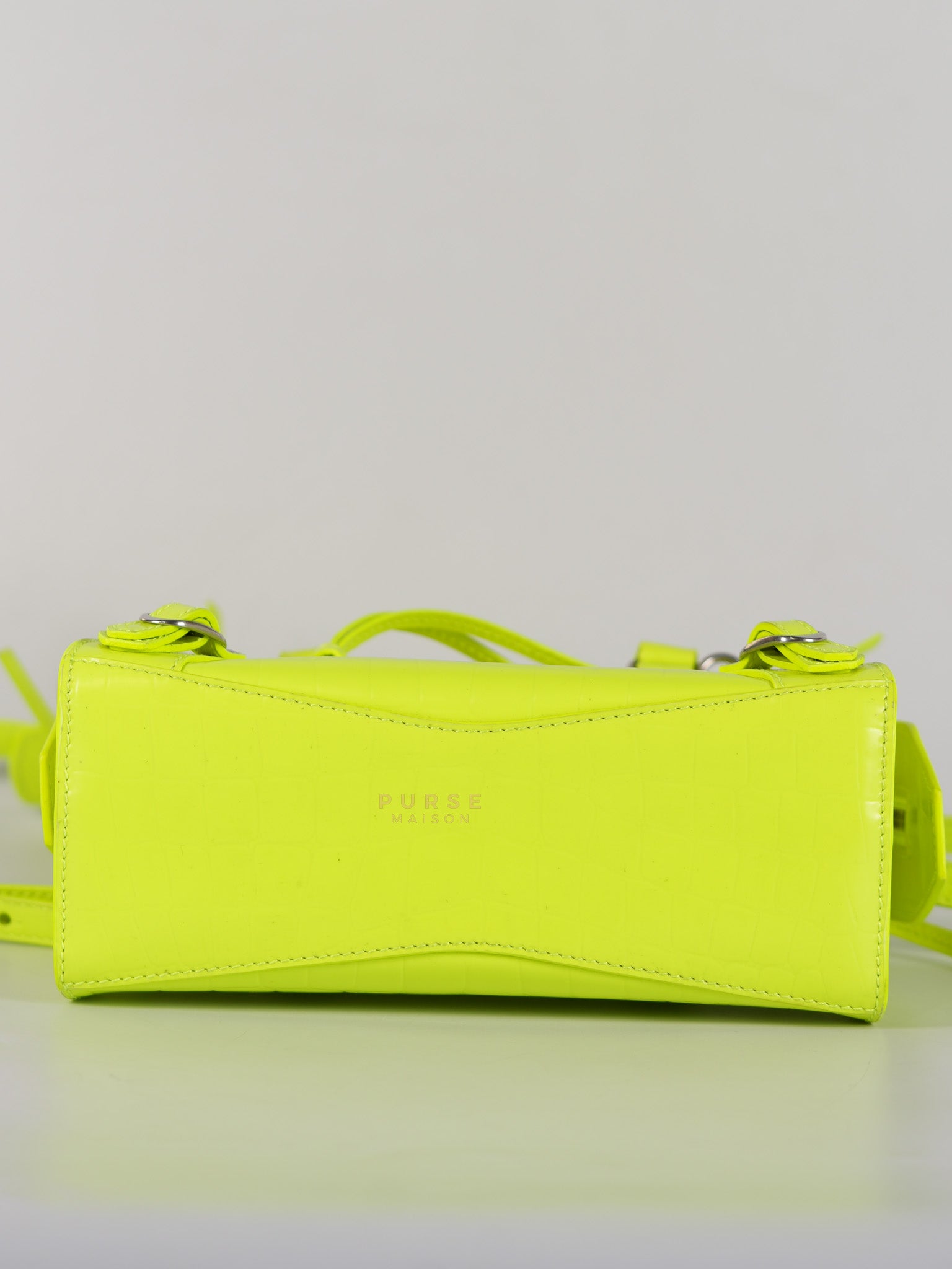 Mini Neo City Classic Neon Green Croc Embossed Bag | Purse Maison Luxury Bags Shop