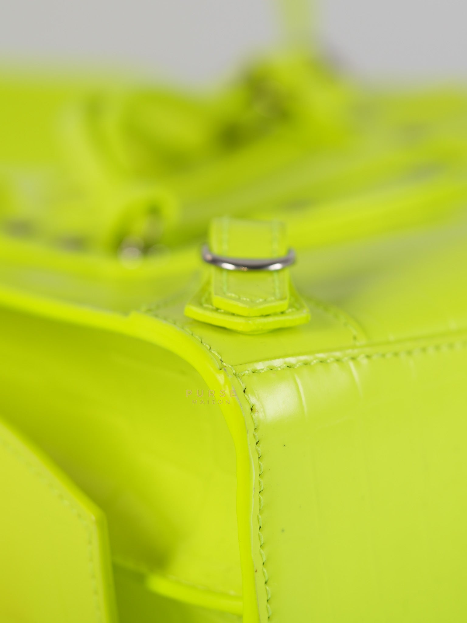 Mini Neo City Classic Neon Green Croc Embossed Bag | Purse Maison Luxury Bags Shop